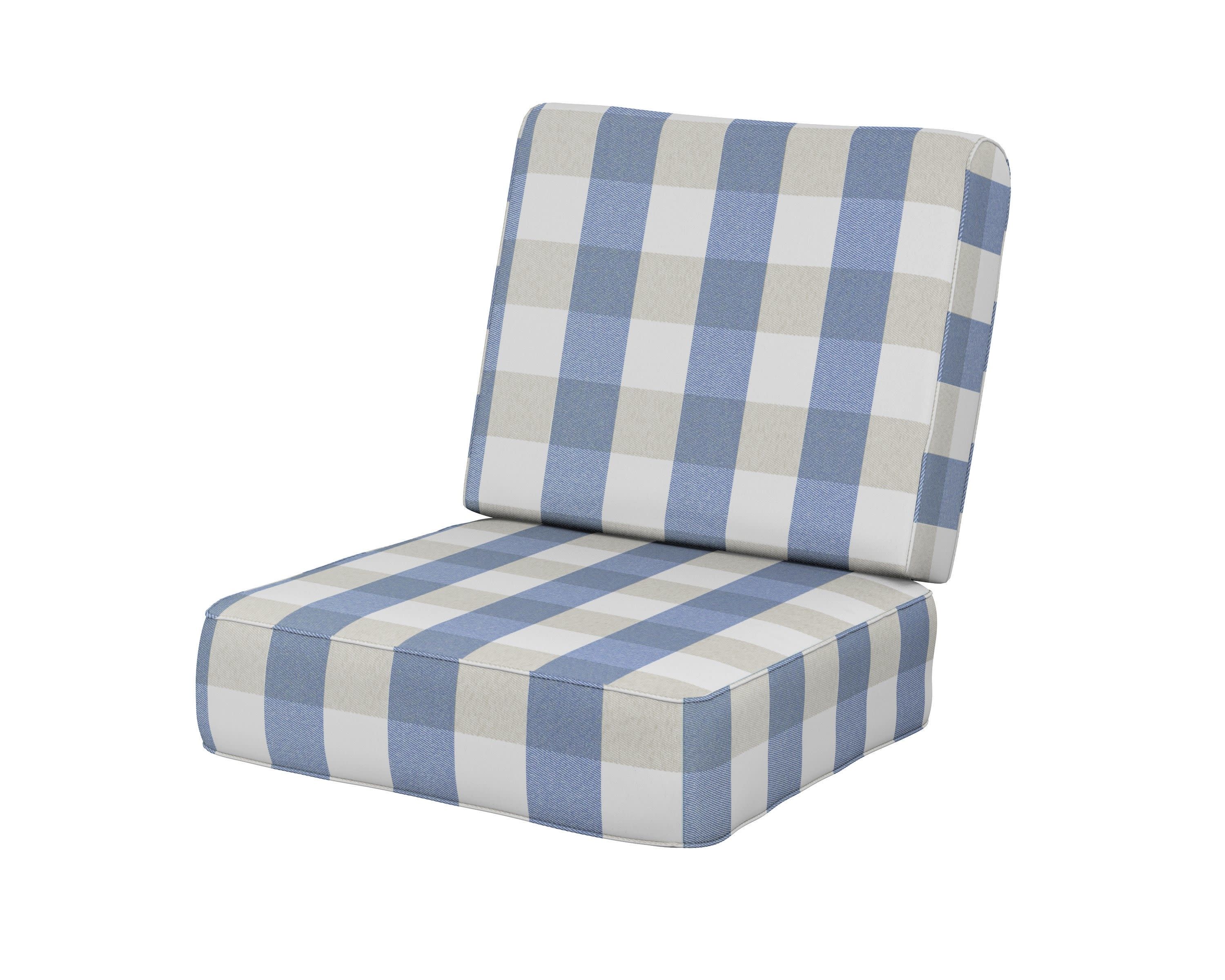 Ateeva Harbour Seat and Back Cushion in Buffalo Plaid Sky Blue