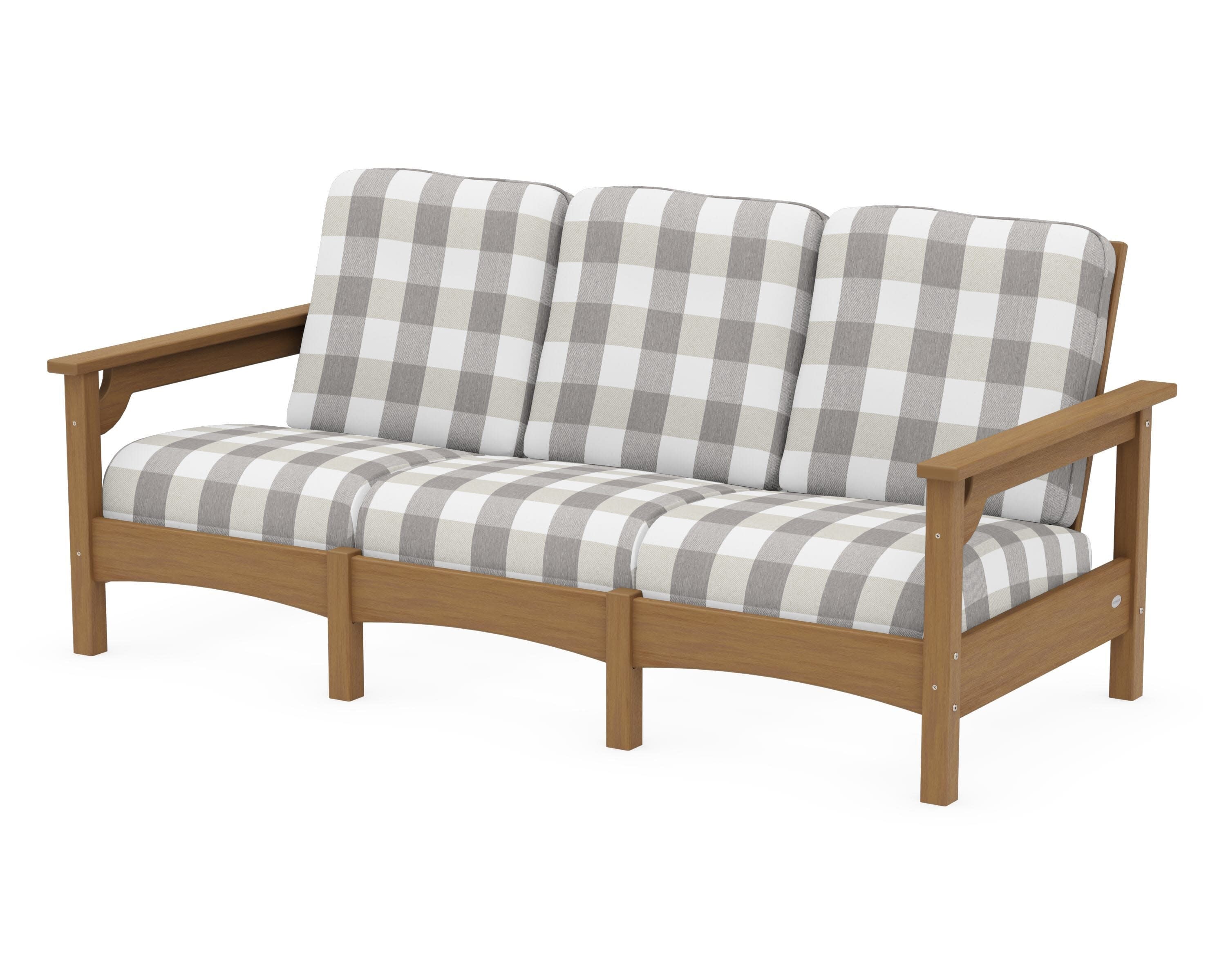 Club Sofa in Natural / Buffalo Plaid Grey Mist