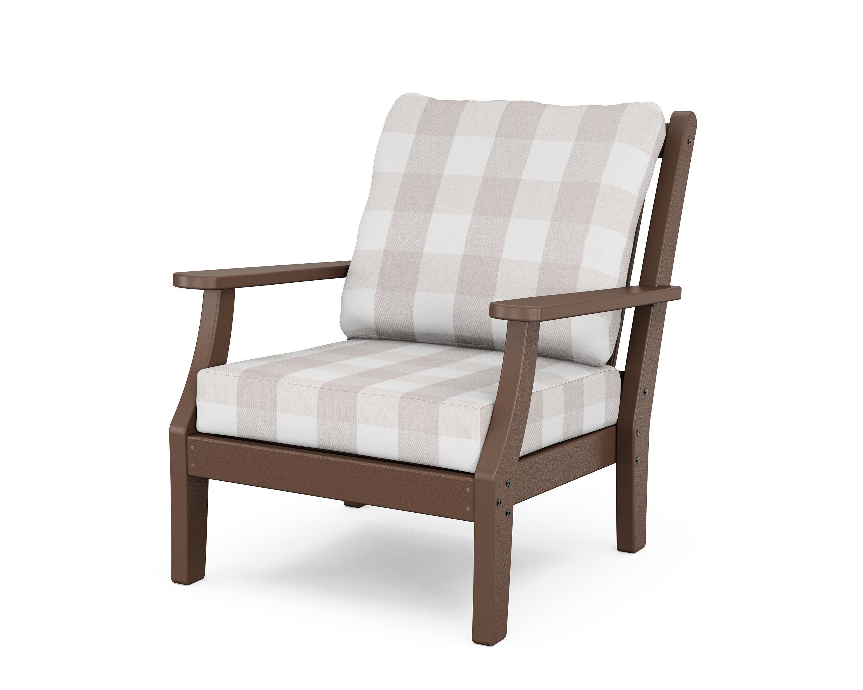 Wovendale Deep Seating Chair in Mahogany / Buffalo Plaid Dune Burlap