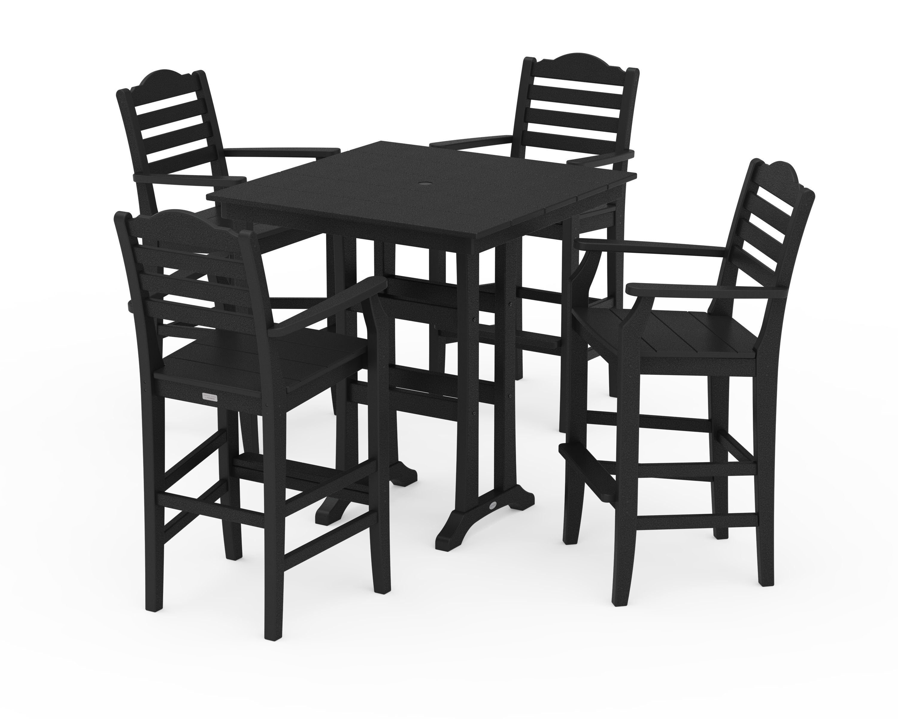 Savannah 5-Piece Farmhouse Bar Set with Trestle Legs in Black