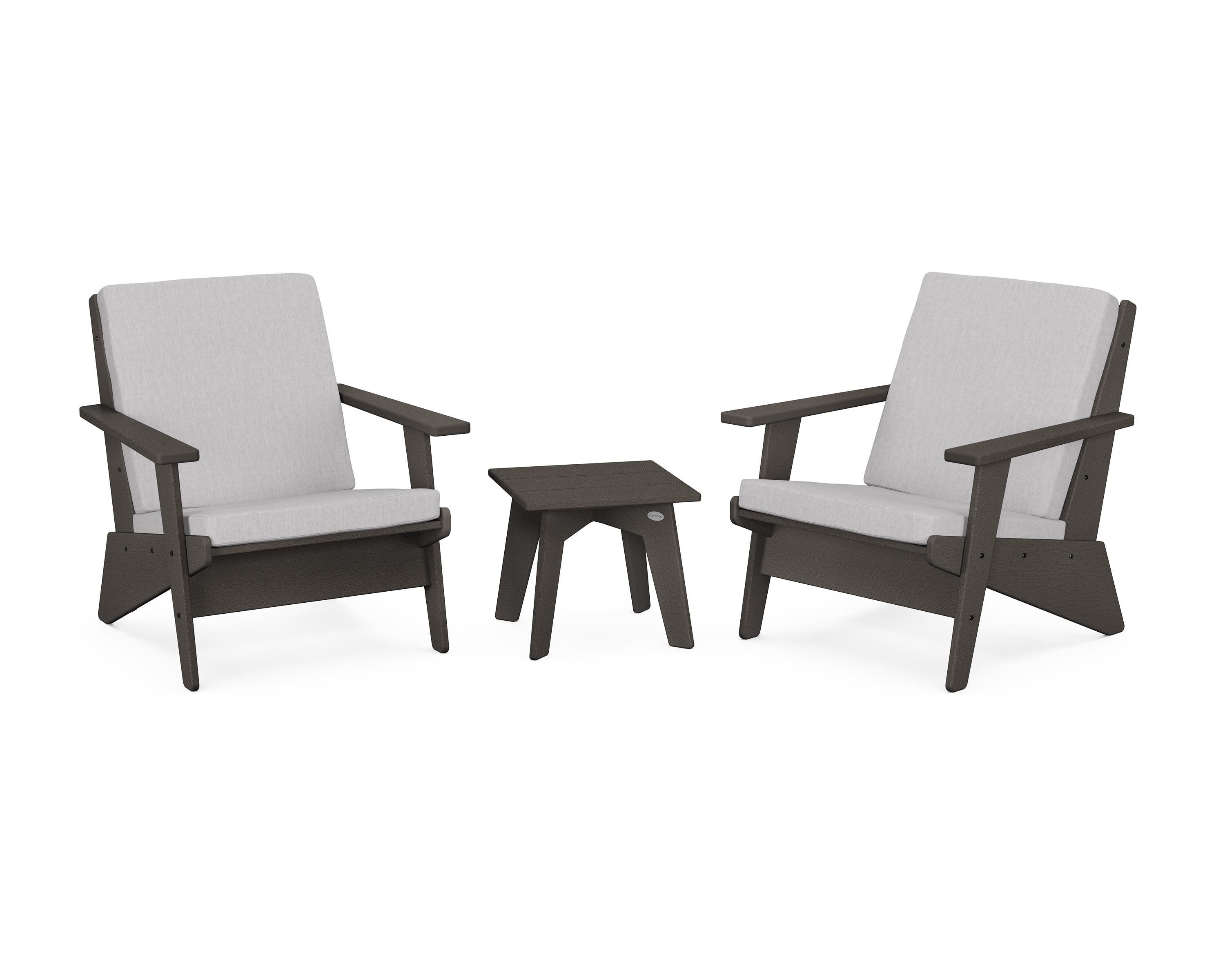 Riviera Modern Lounge 3-Piece Set in Vintage Coffee / Granite