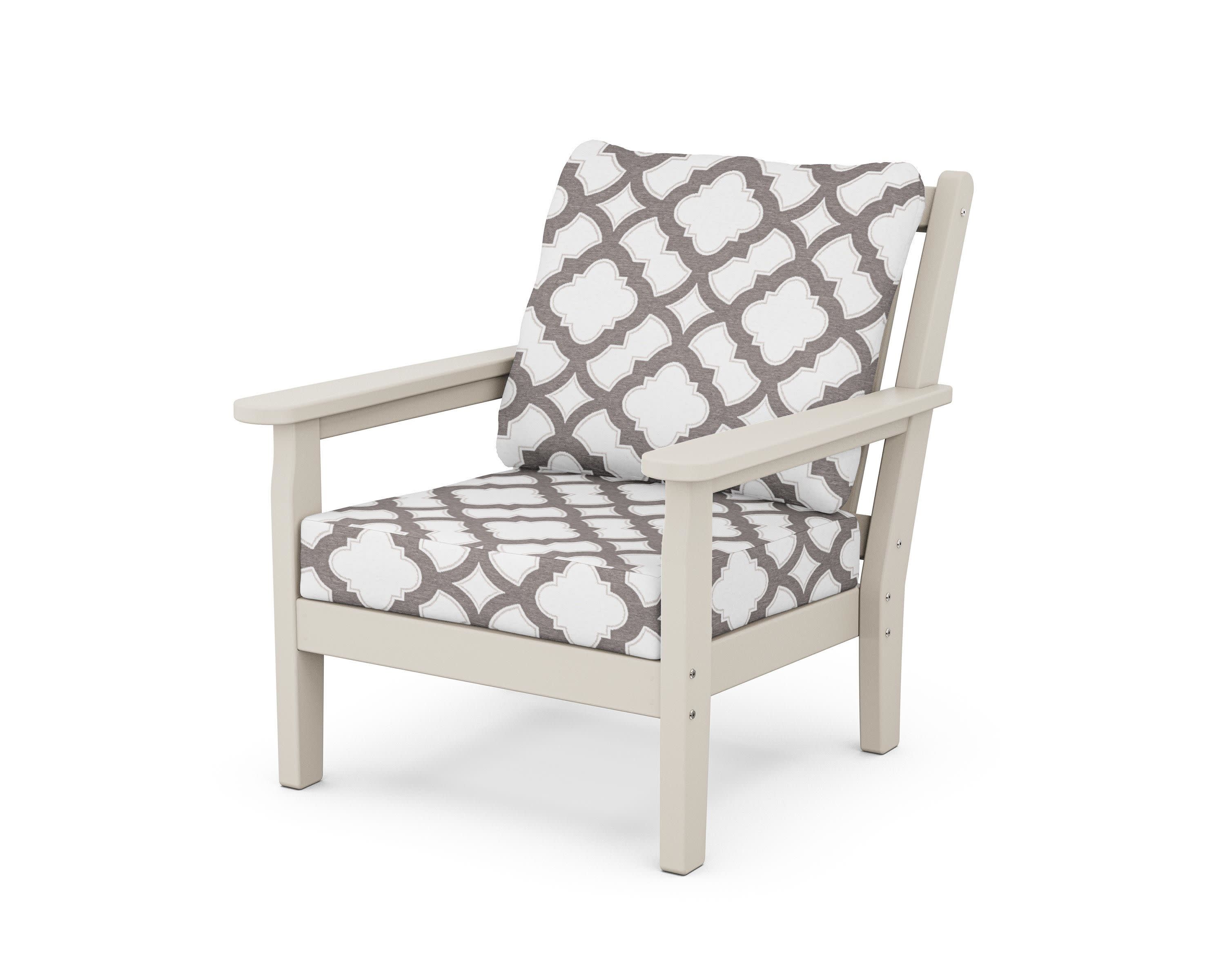 Chippendale Deep Seating Chair in Sand / Trellis Grey Mist