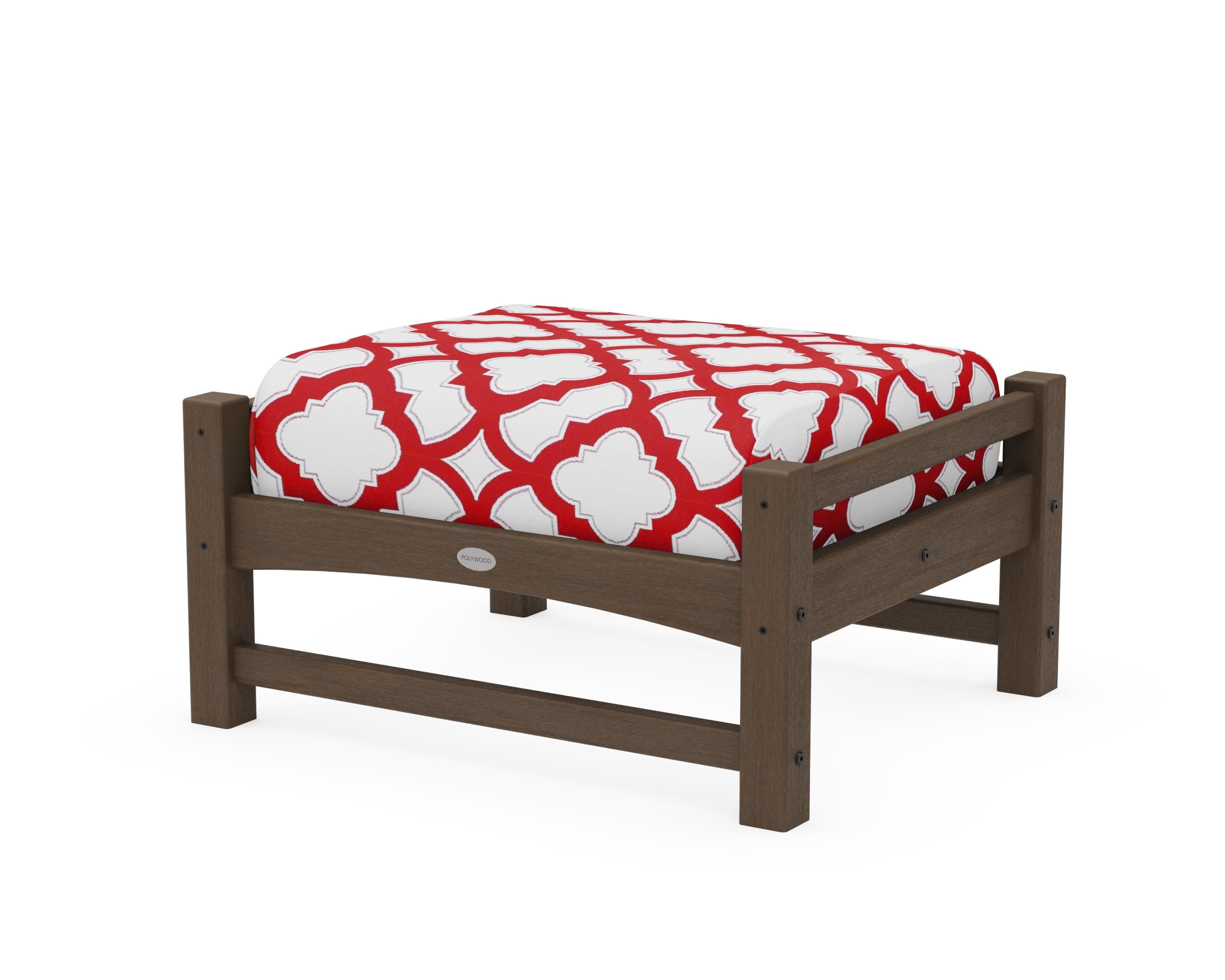 Club Ottoman in Kona / Trellis Crimson