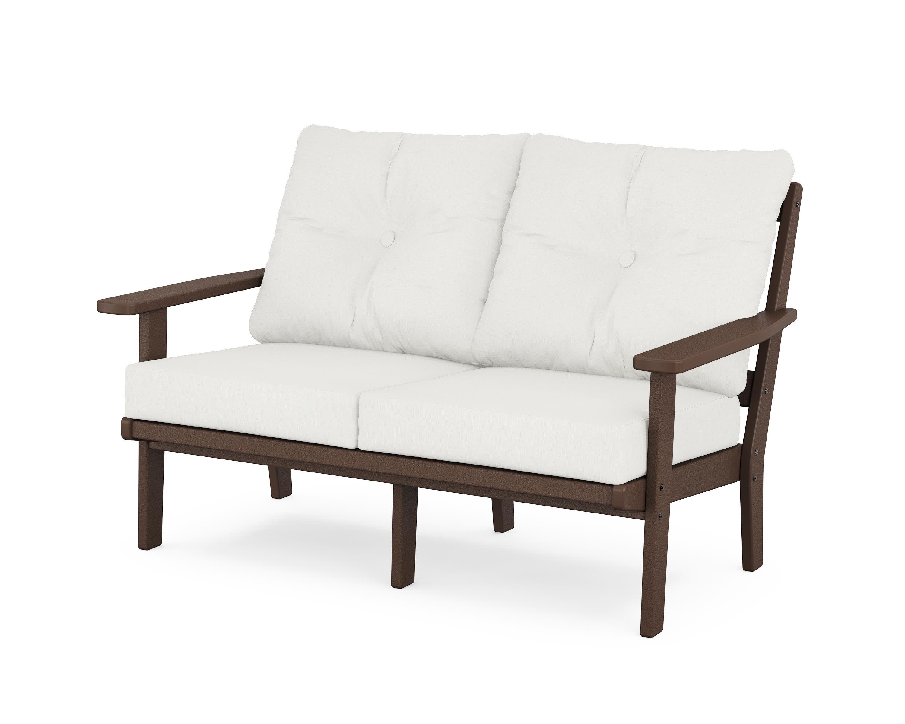 Oxford Deep SeatingLoveseat in Mahogany / Natural Linen
