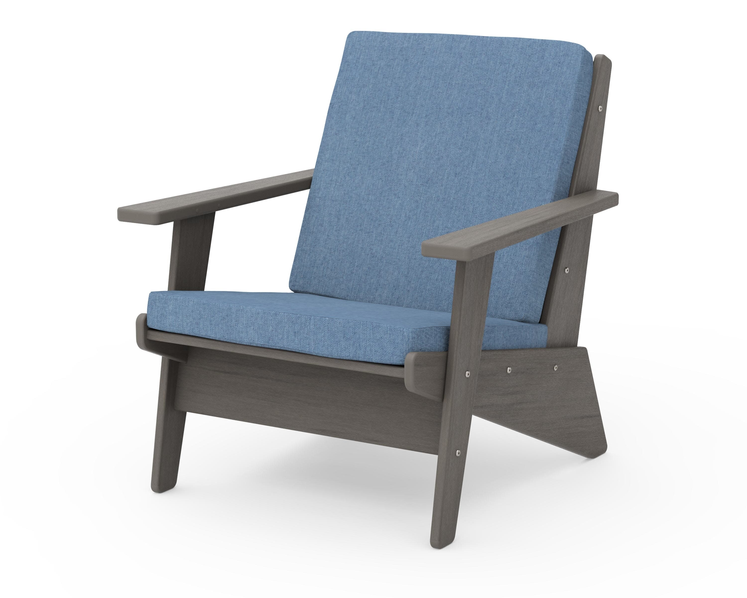 Riviera Modern Lounge Chair in Driftwood / Sky Blue