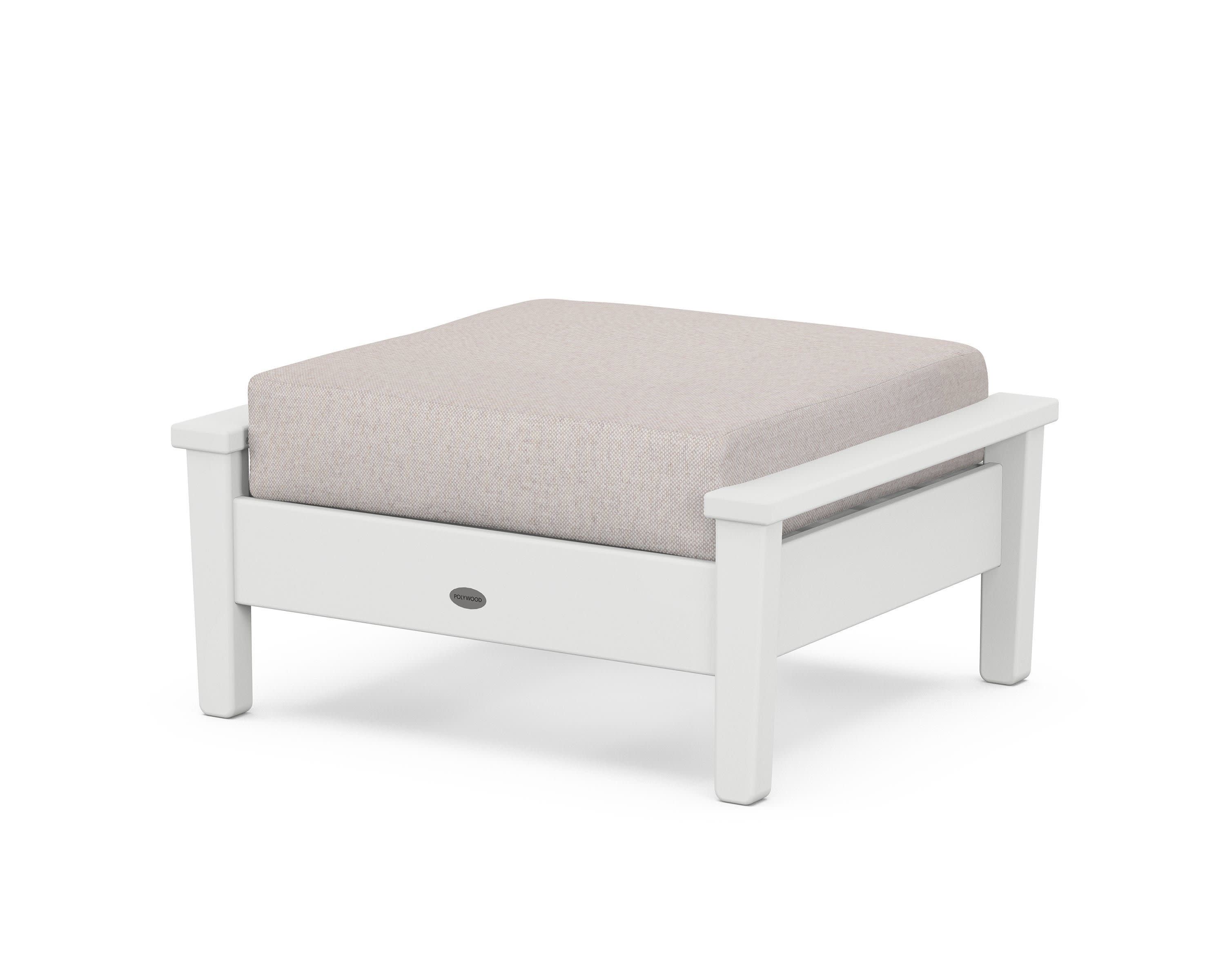 Prescott Deep Seating Ottoman in White / Dune Burlap
