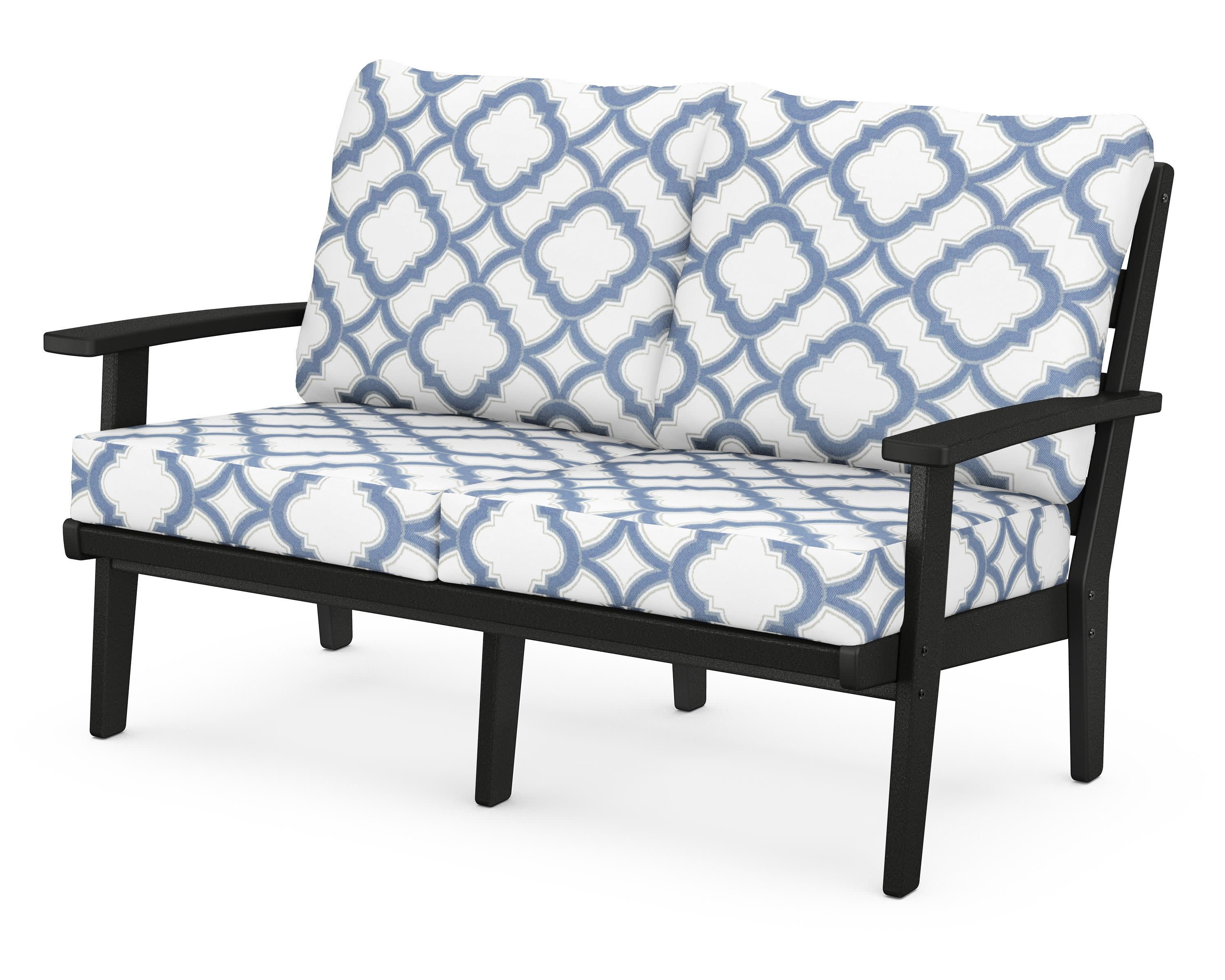 Grant Park Deep Seating Loveseat in Black / Trellis Sky Blue