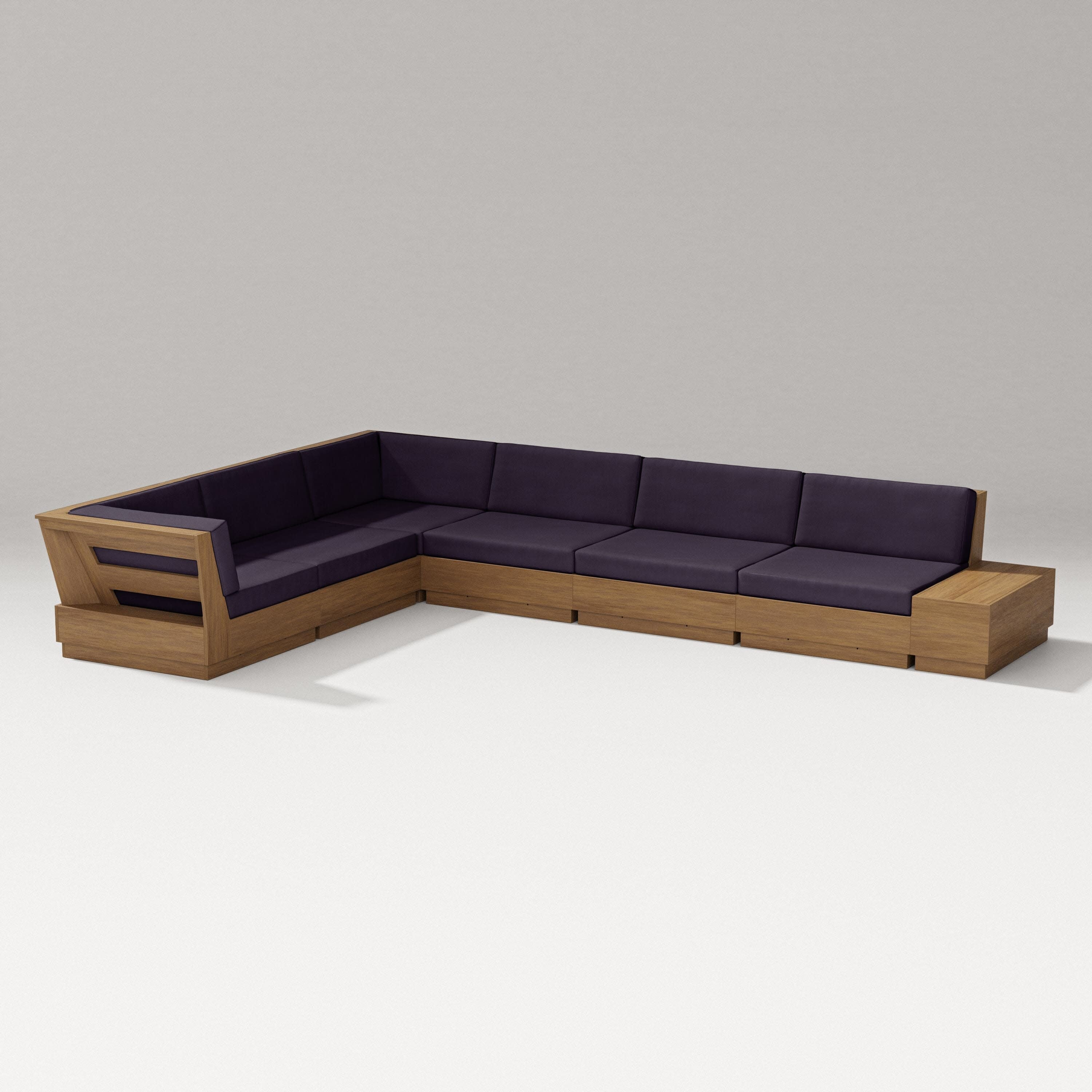 Elevate 7-Piece Corner Sectional in Natural / Navy Linen
