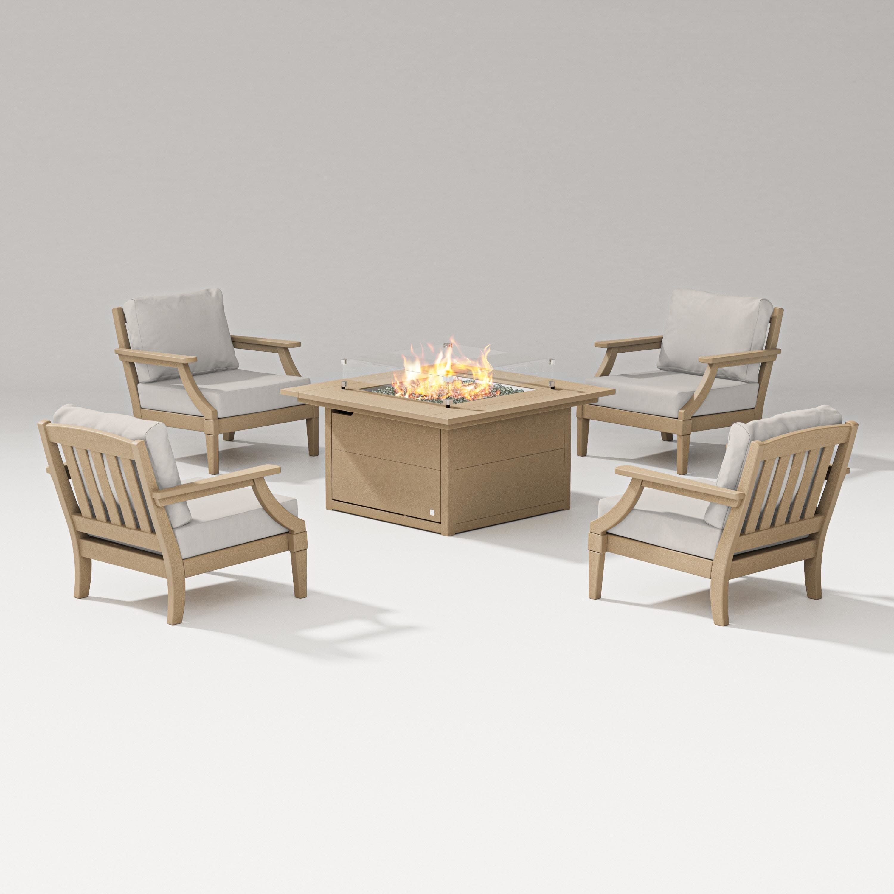 Estate 5-Piece Lounge Fire Table Set in Vintage Sahara / Cast Ash
