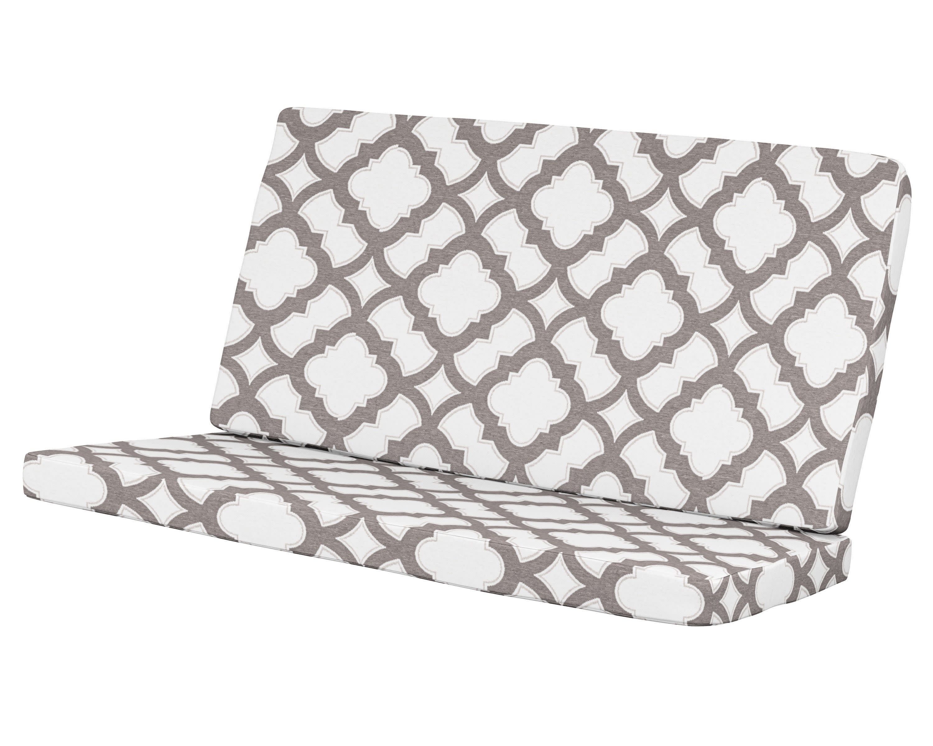 Modern Loveseat Cushion in Trellis Grey Mist