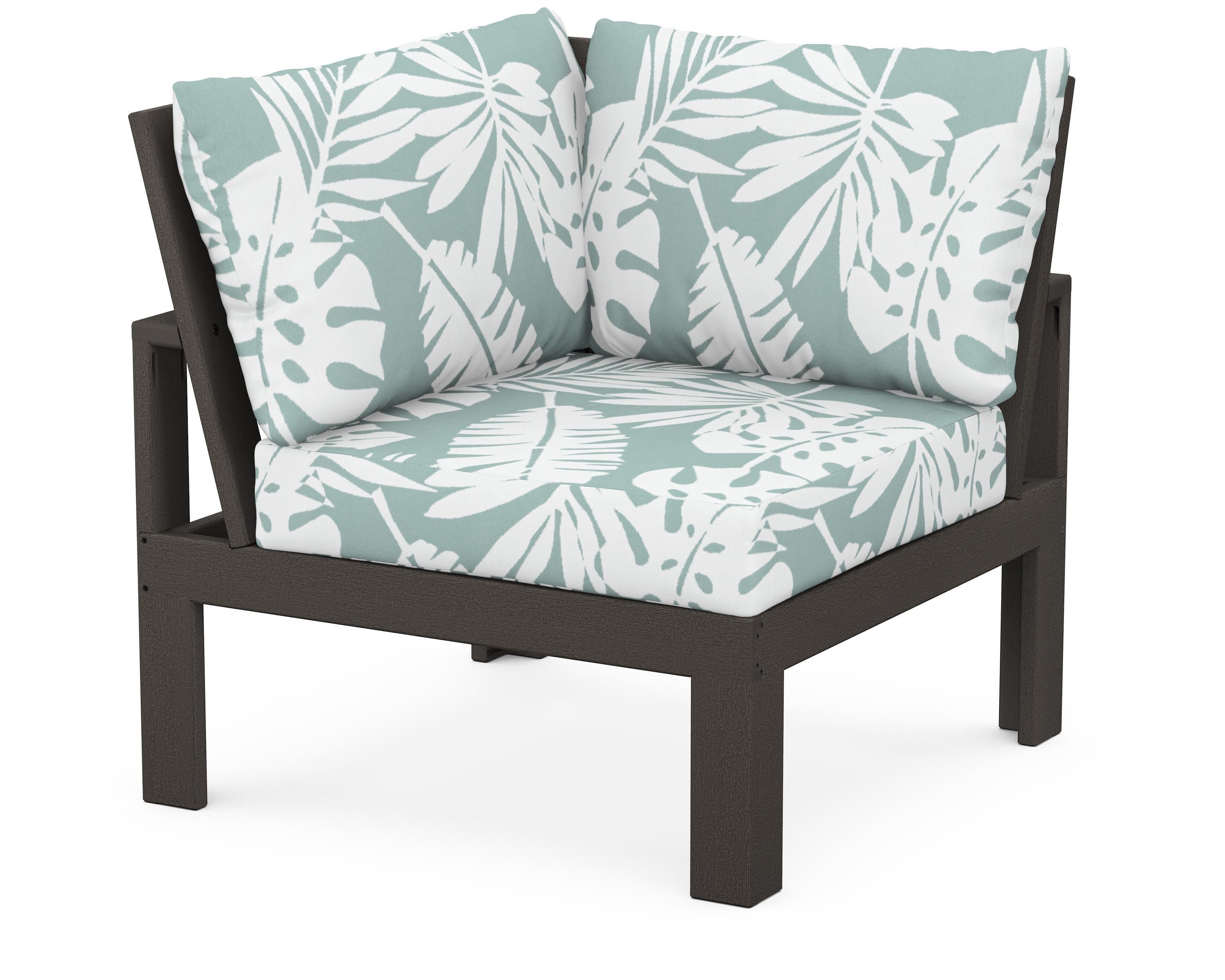 Modular Corner Chair in Vintage Coffee / Leaf Glacier Spa