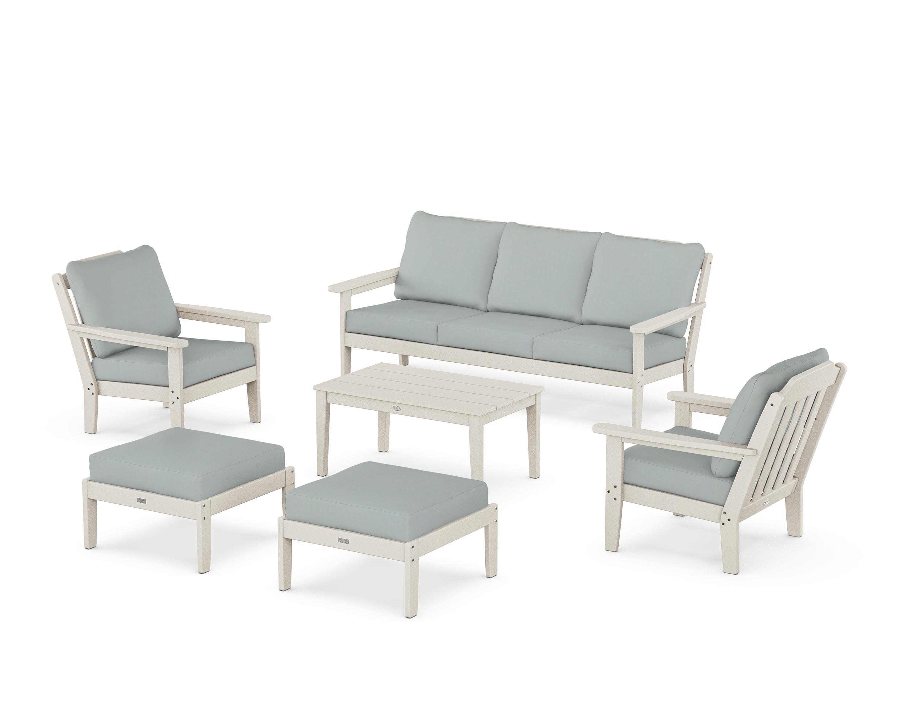 Cottage 6-Piece Lounge Sofa Set in Sand / Spa