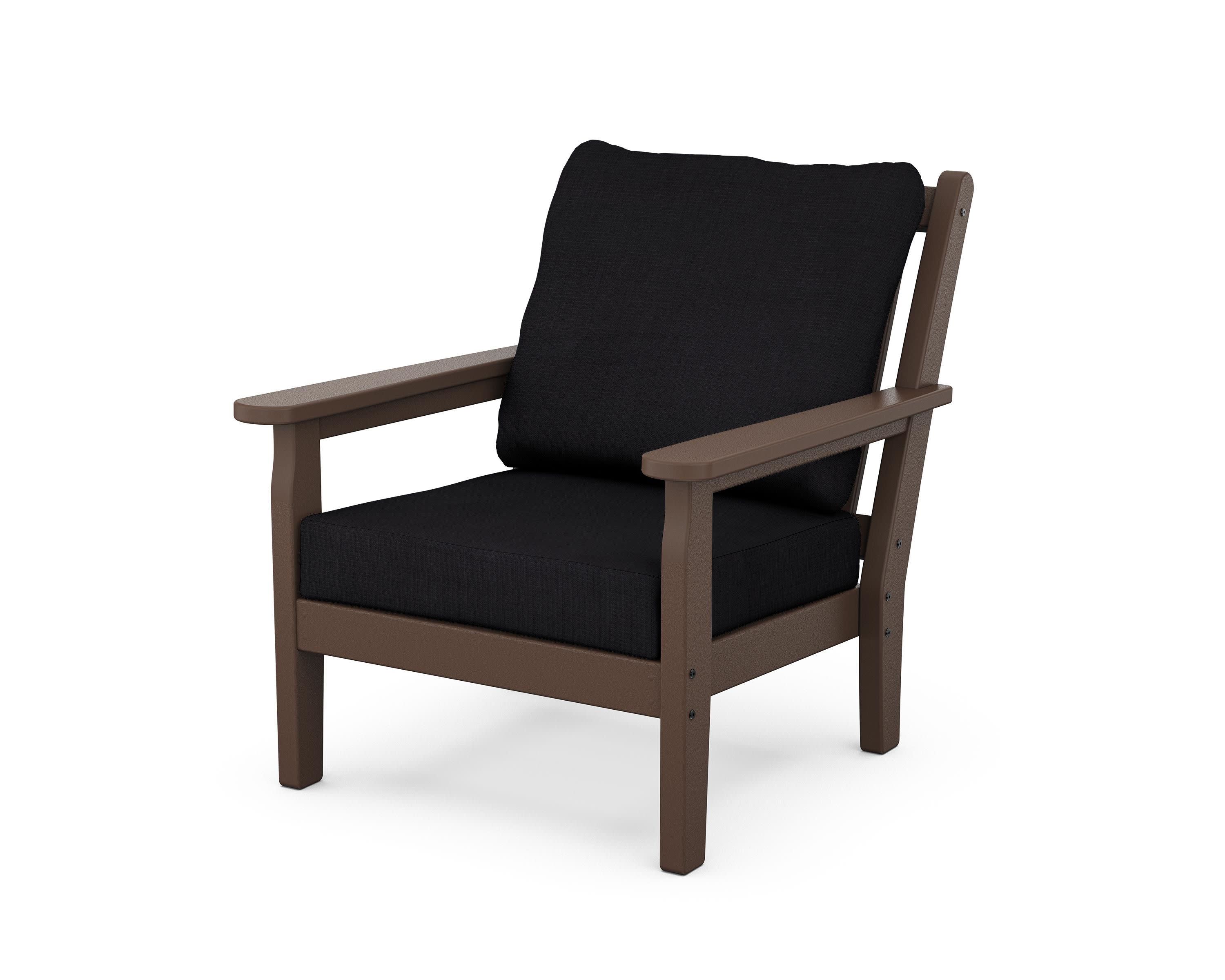 Chippendale Deep Seating Chair in Mahogany / Midnight Linen