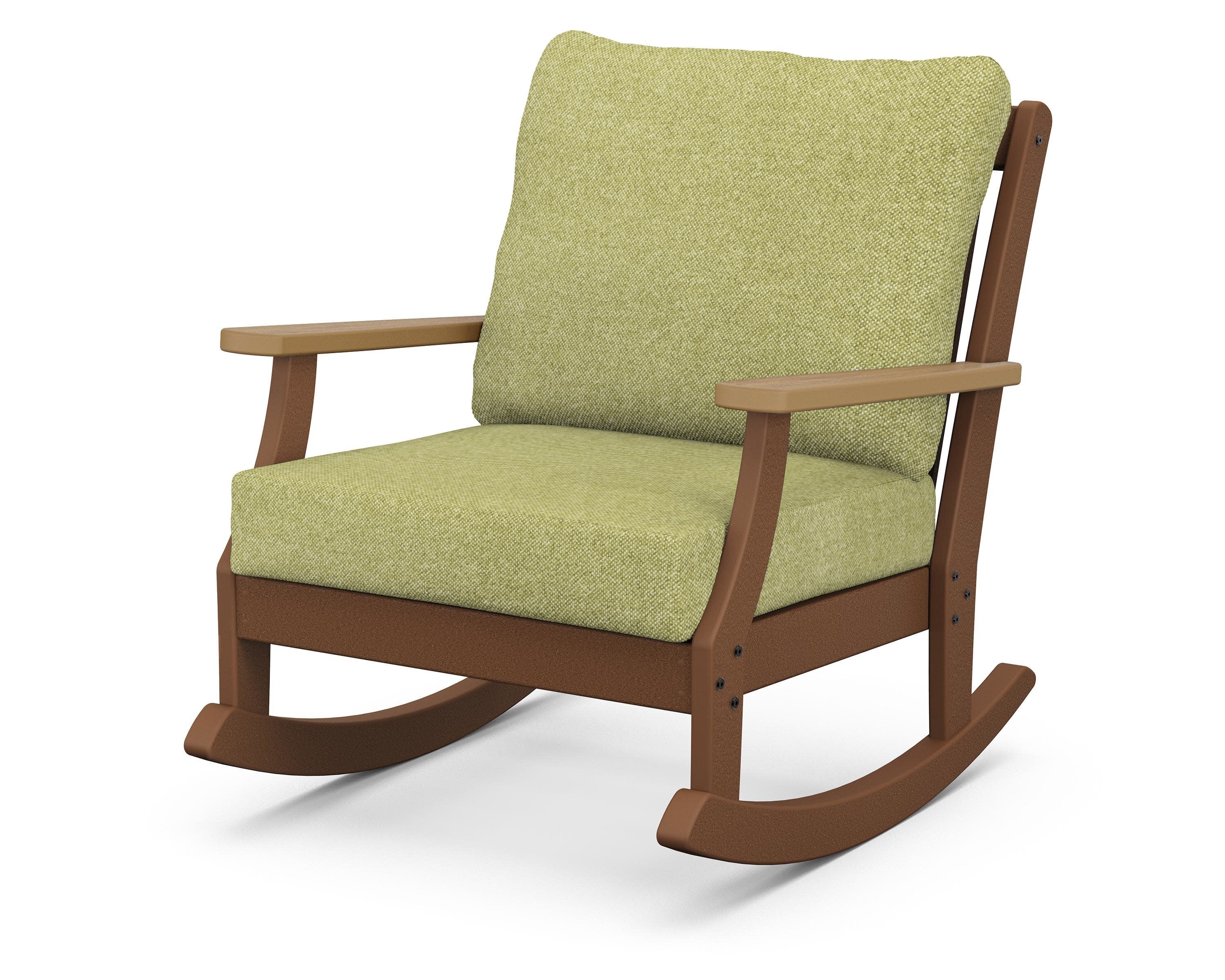 Braxton Deep Seating Rocking Chair in Teak / Natural / Chartreuse Boucle
