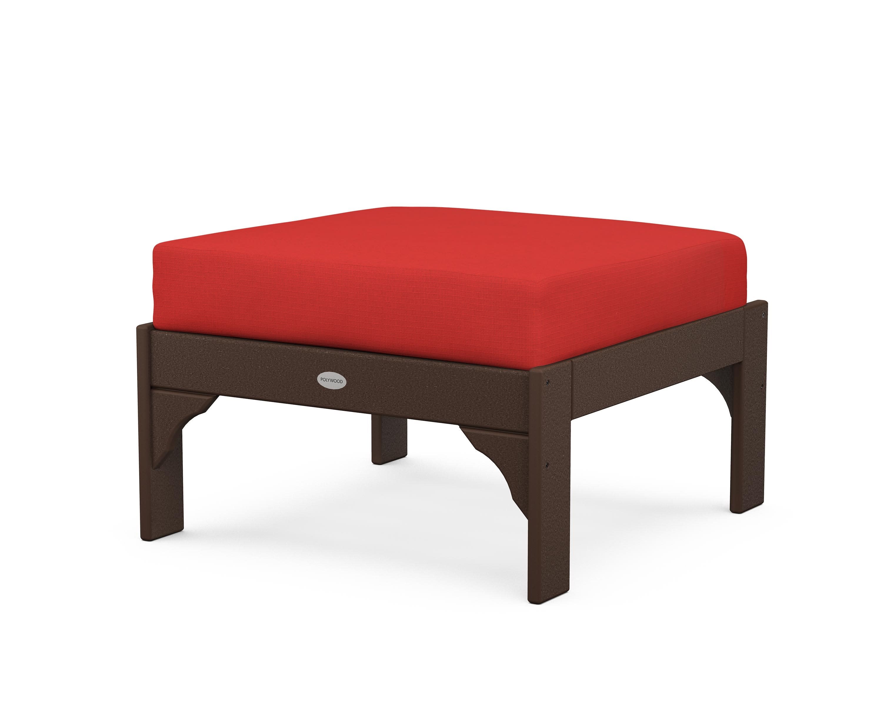 Vineyard Deep Seating Ottoman in Mahogany / Crimson Linen
