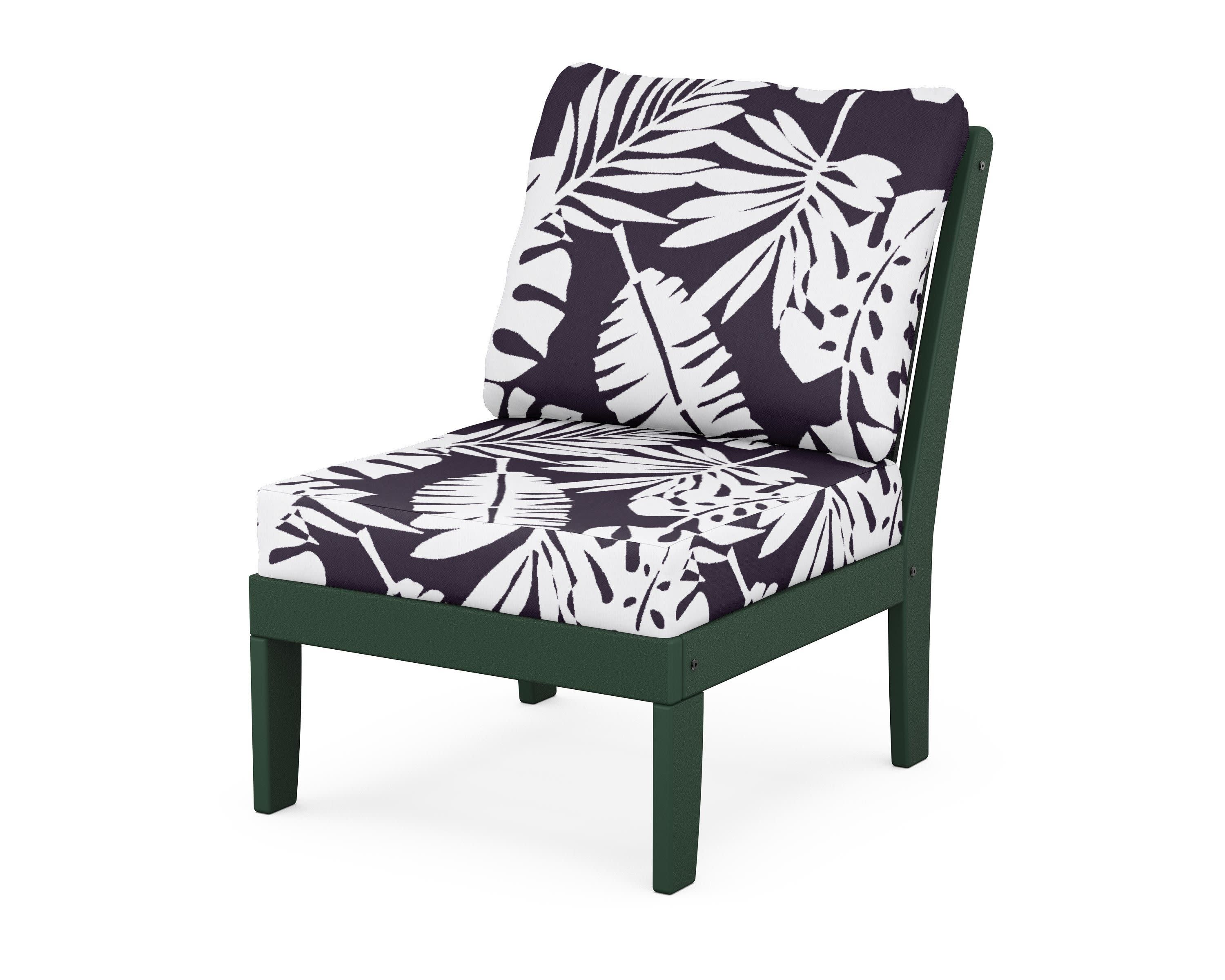 Braxton Modular Armless Chair in Green / Leaf Navy