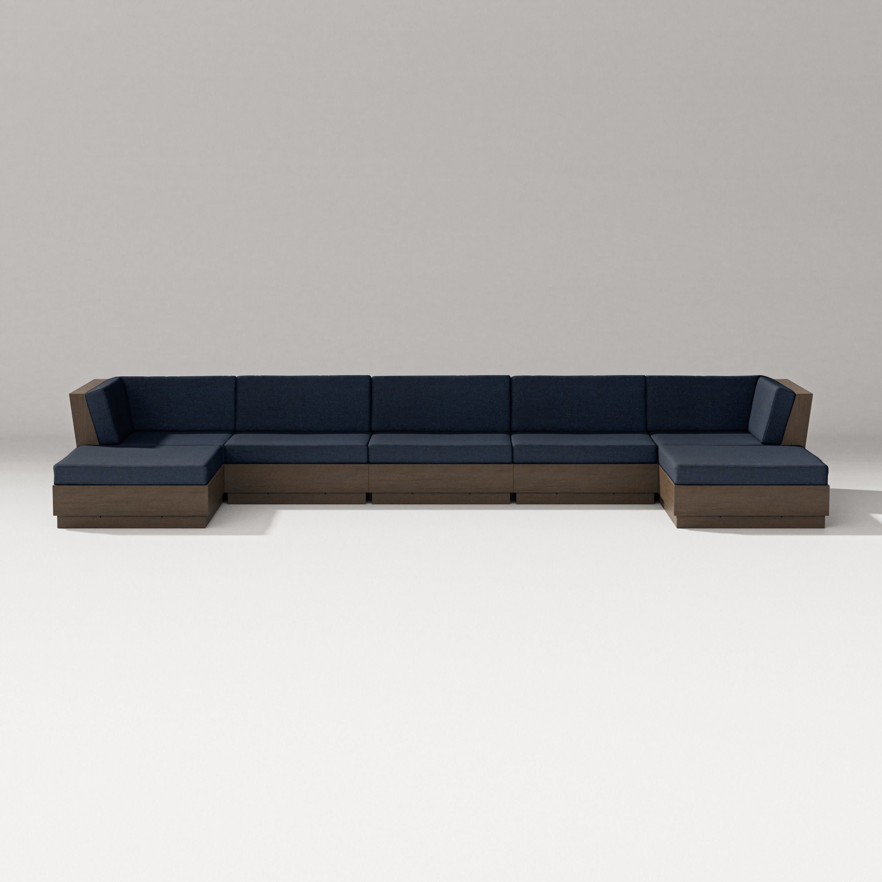 Elevate 7-Piece Double Chaise Sectional in Kona / Marine Indigo