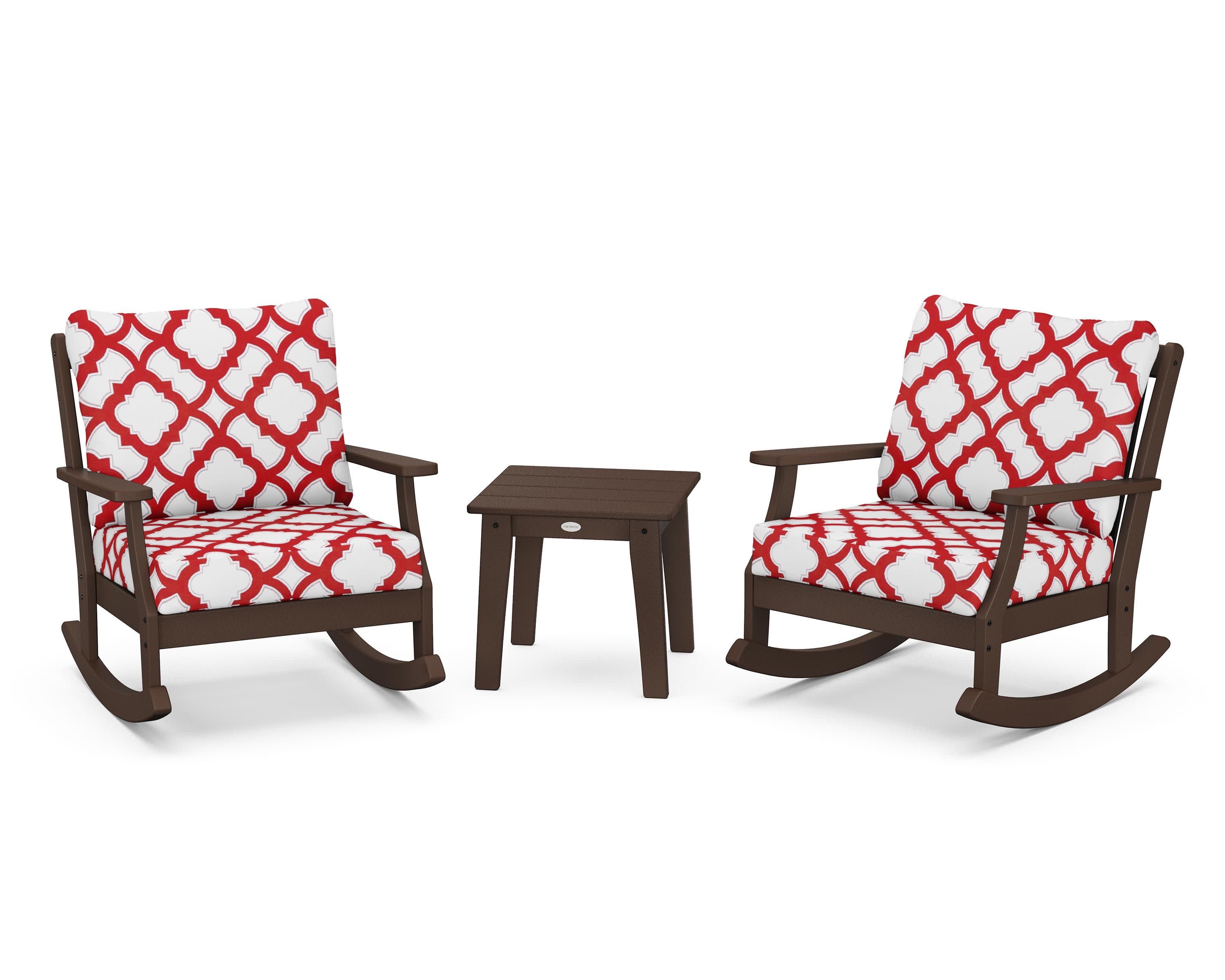 Braxton 3-Piece Deep Seating Rocker Set in Mahogany / Trellis Crimson
