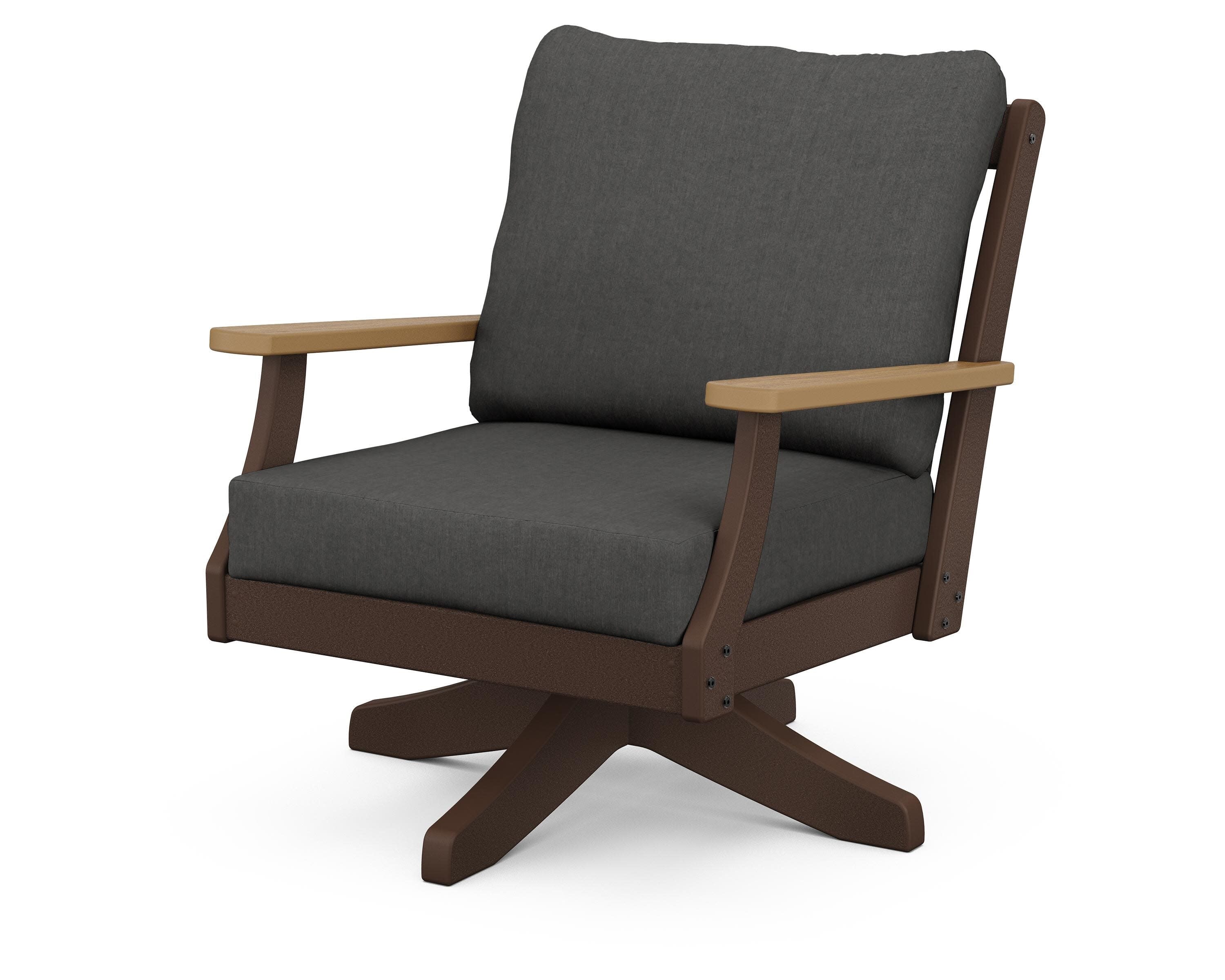 Braxton Deep Seating Swivel Chair in Mahogany / Natural / Spectrum Carbon