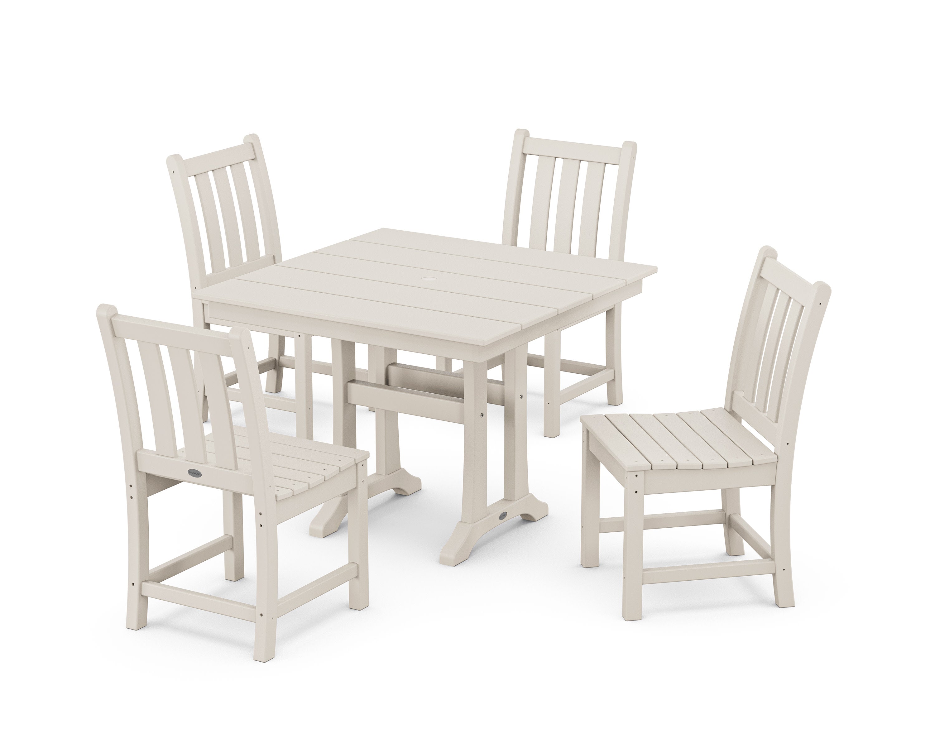 Traditional Garden 5-Piece Farmhouse Trestle Dining Set in Sand