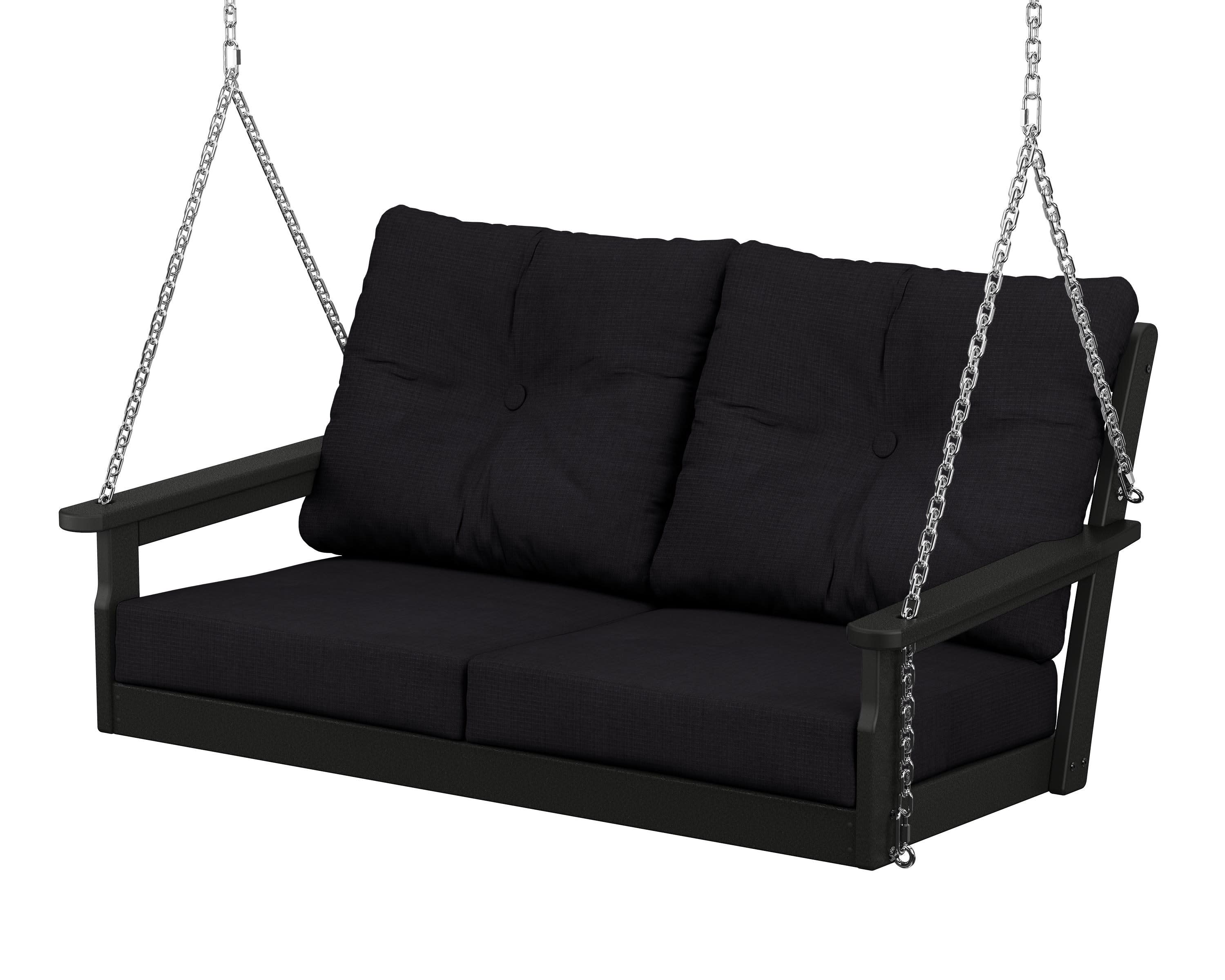 Vineyard Deep Seating Swing in Black / Midnight Linen