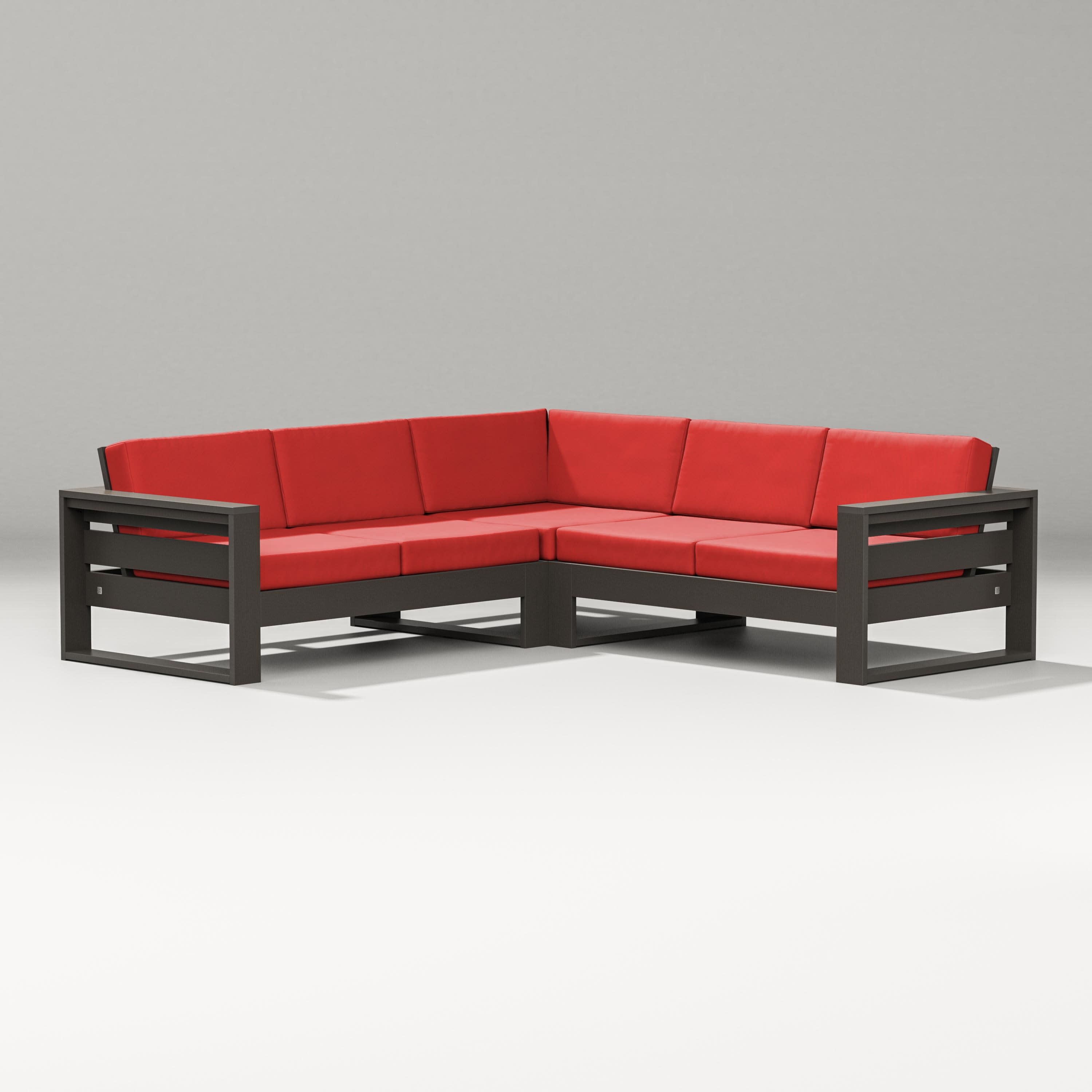Latitude Corner Sectional in Vintage Coffee / Crimson Linen