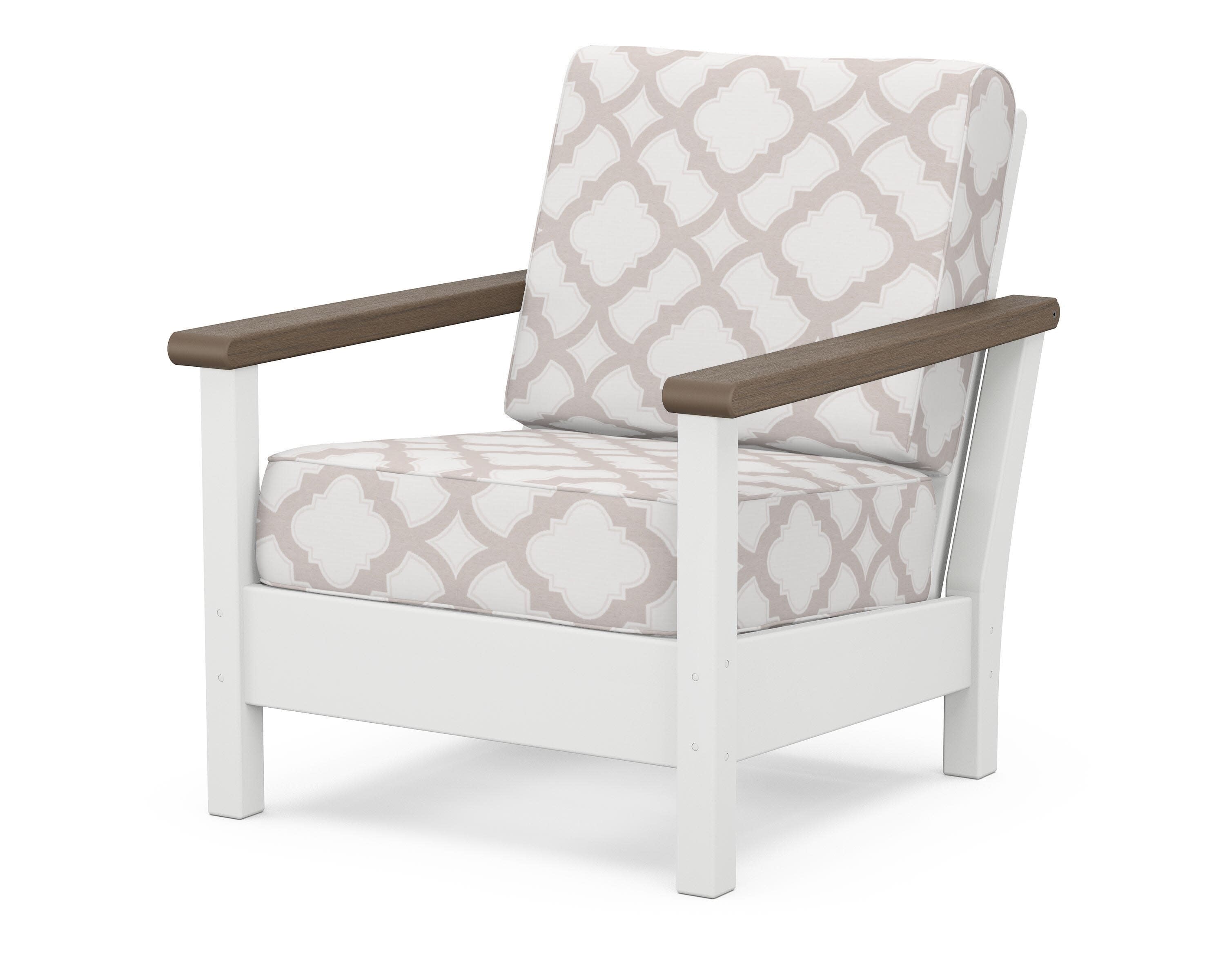 Harbour Deep Seating Chair in White / Kona / Trellis Dune Burlap