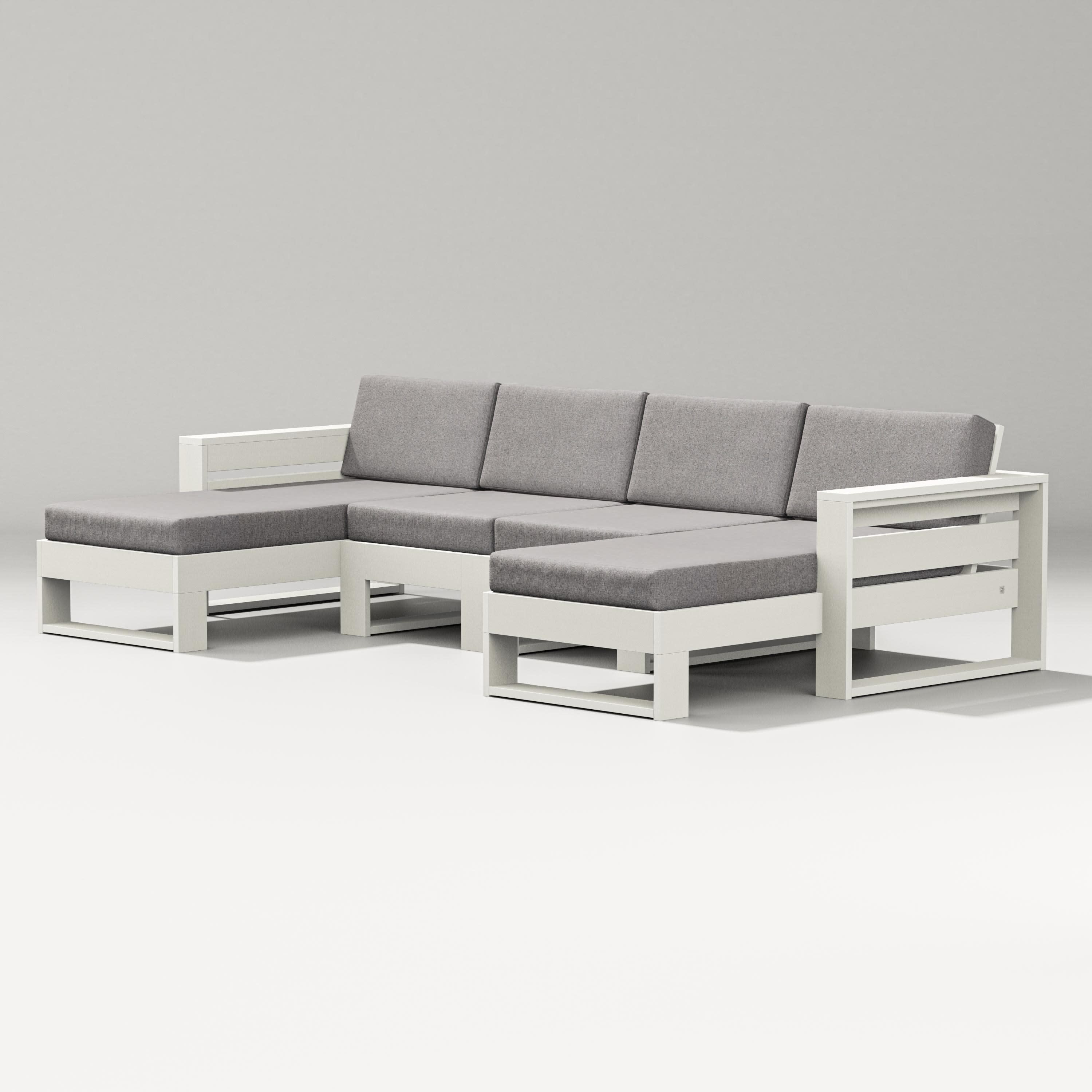 Latitude Double Chaise Sectional in Vintage White / Grey Mist