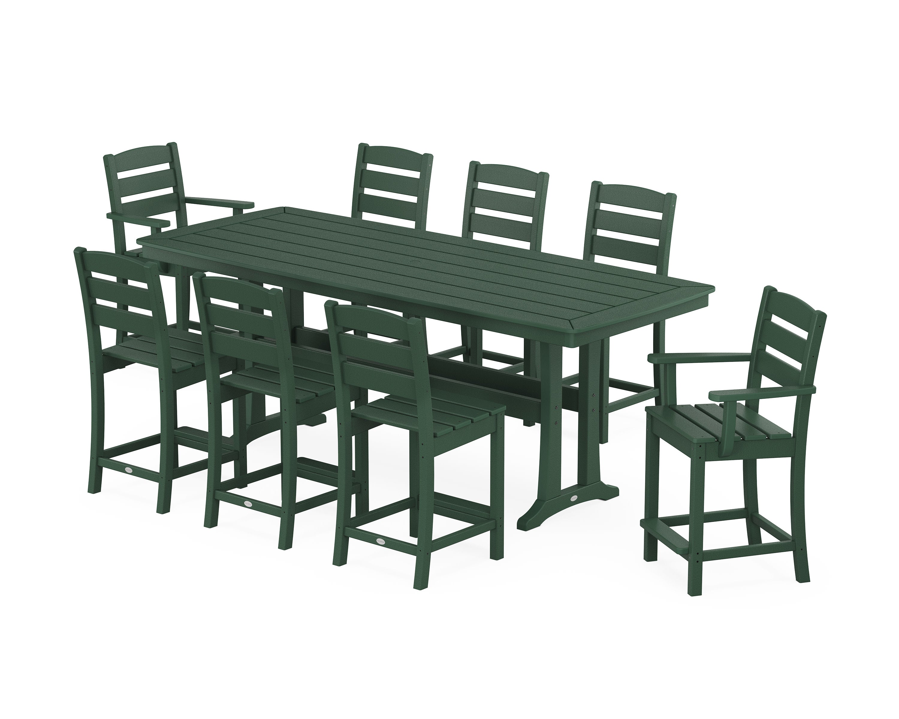 Lakeside 9-Piece Counter Set with Trestle Legs in Green