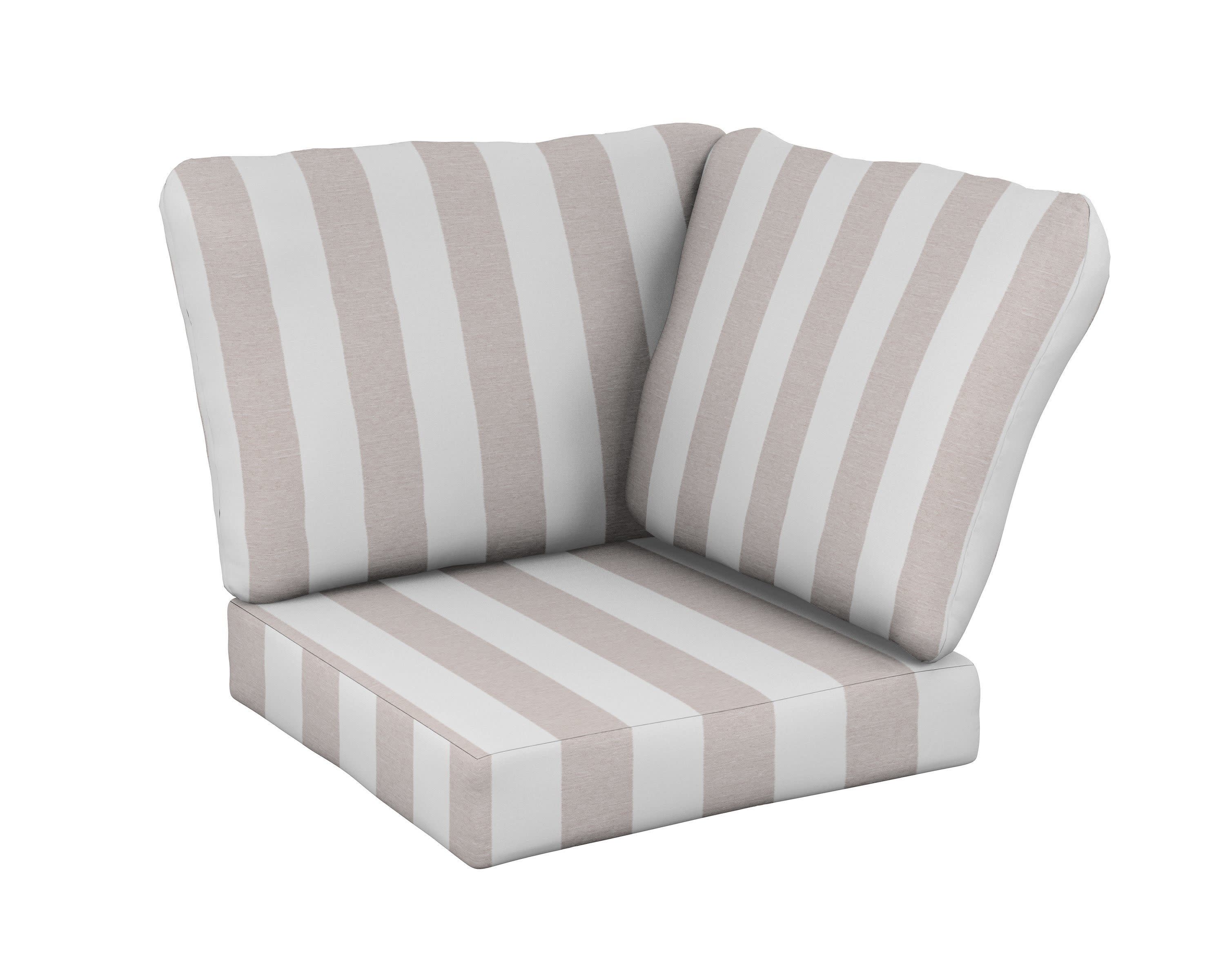 Baffle Modular Corner Cushion in Cabana Stripe Dune Burlap