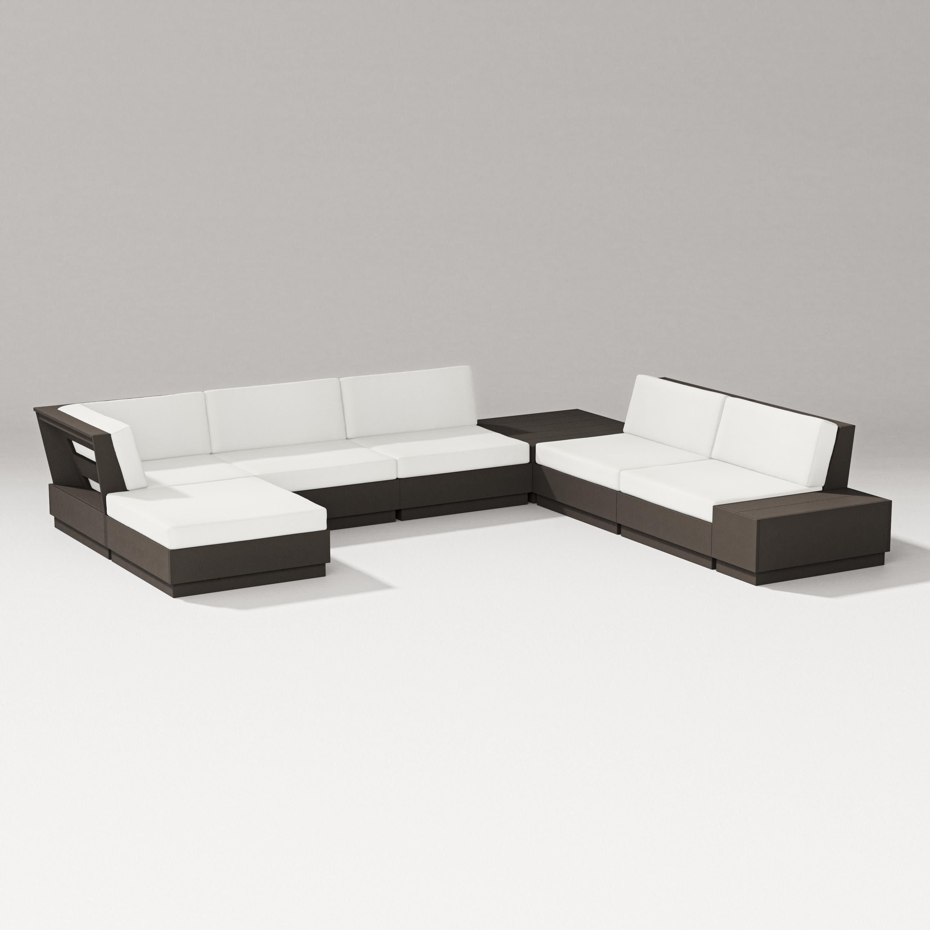 Elevate 8-Piece Corner Sectional in Vintage Coffee / Natural Linen
