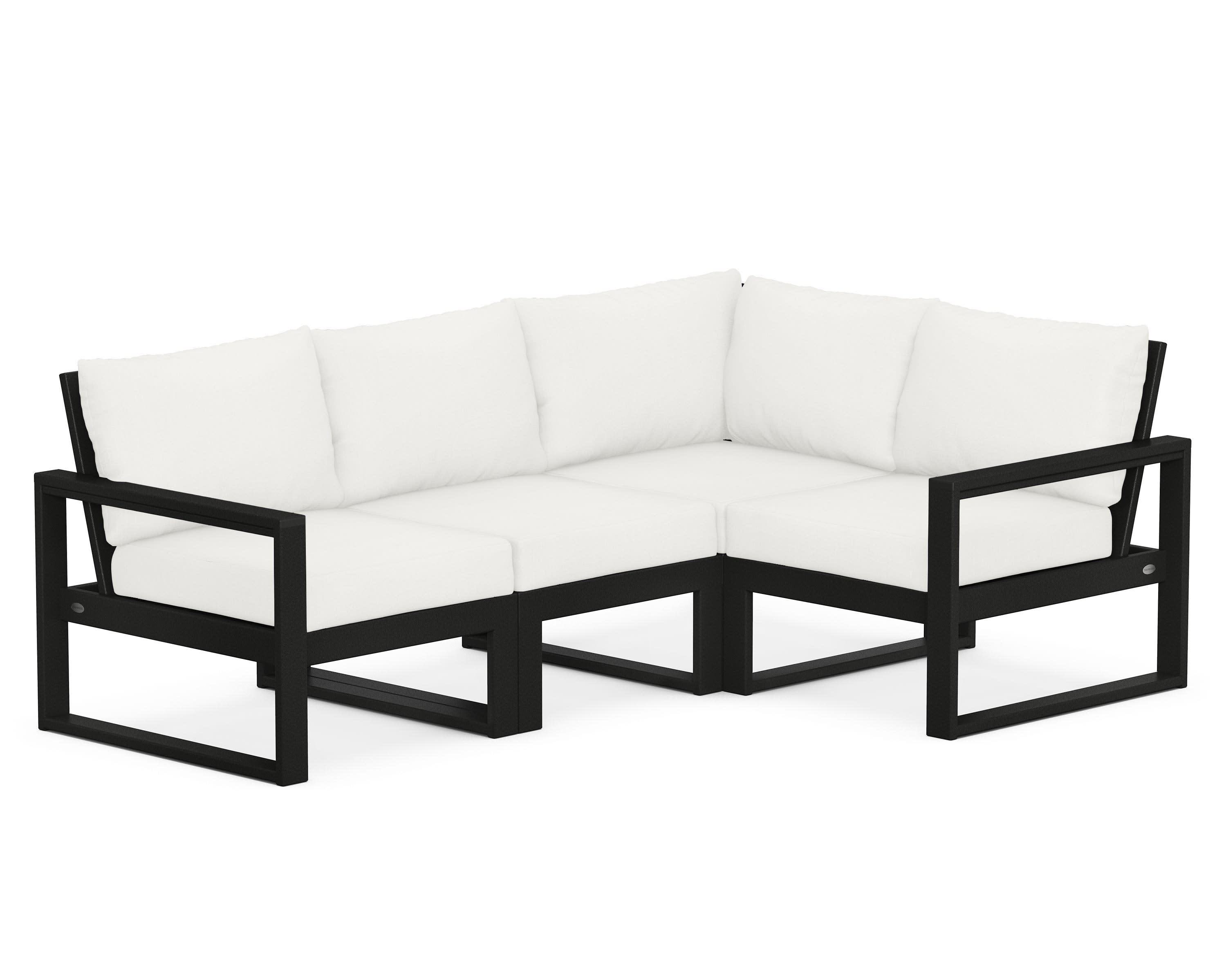 EDGE 4-Piece Modular Deep Seating Set in Black / Natural Linen