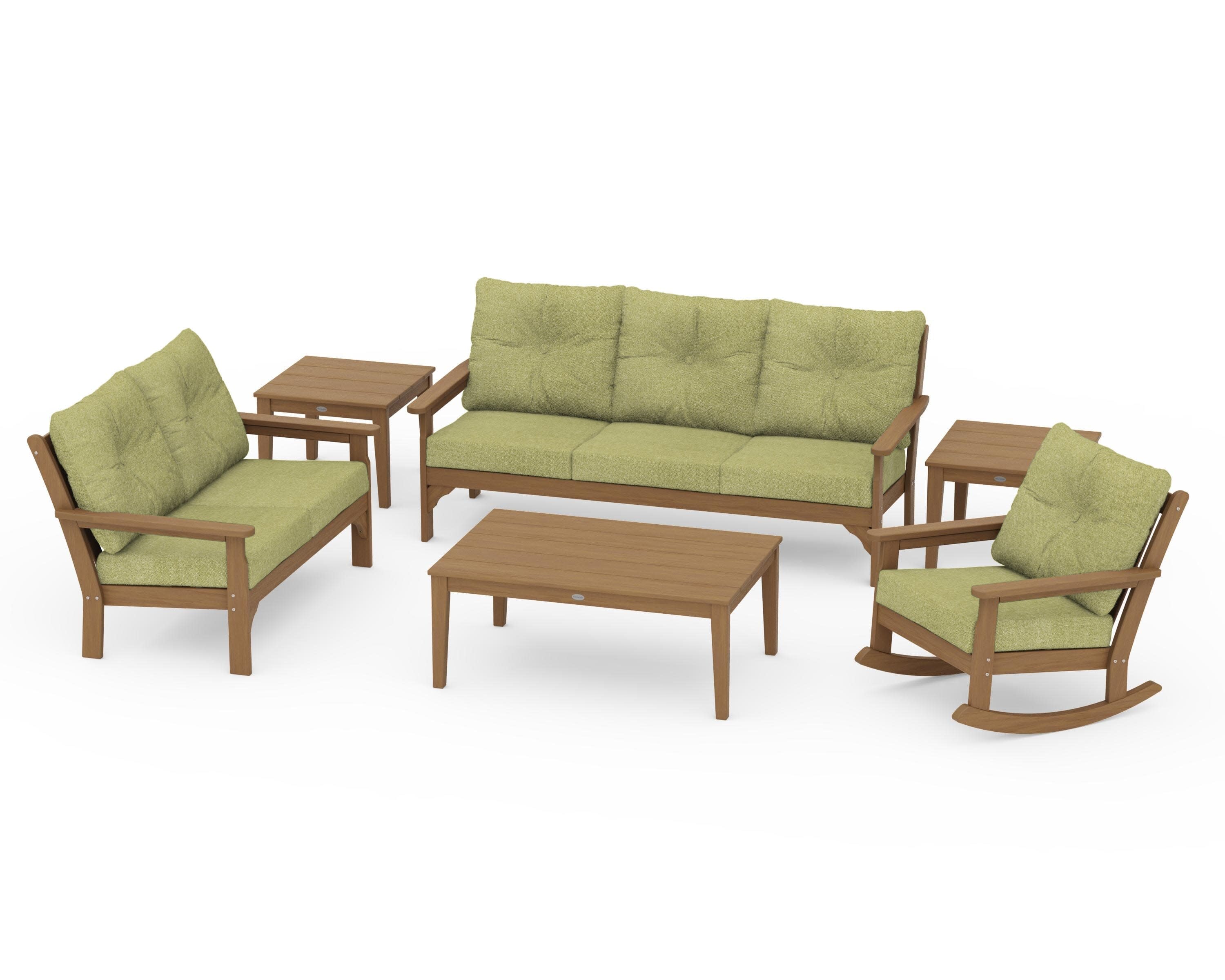 Vineyard 6-Piece Deep Seating Set in Natural / Chartreuse Boucle