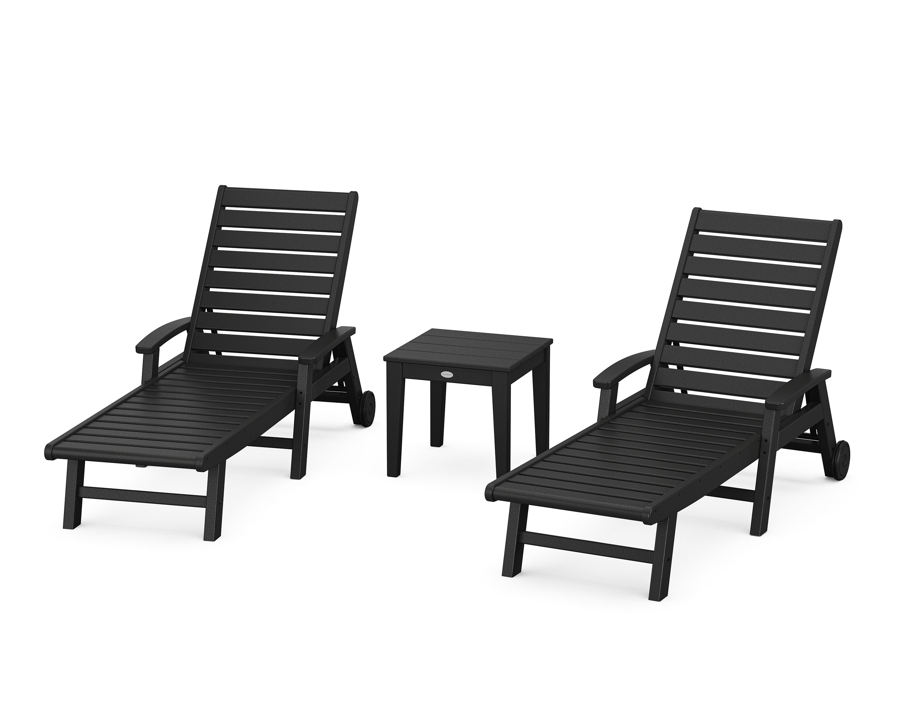 Signature Chaise 3-Piece Set with Wheels in Black