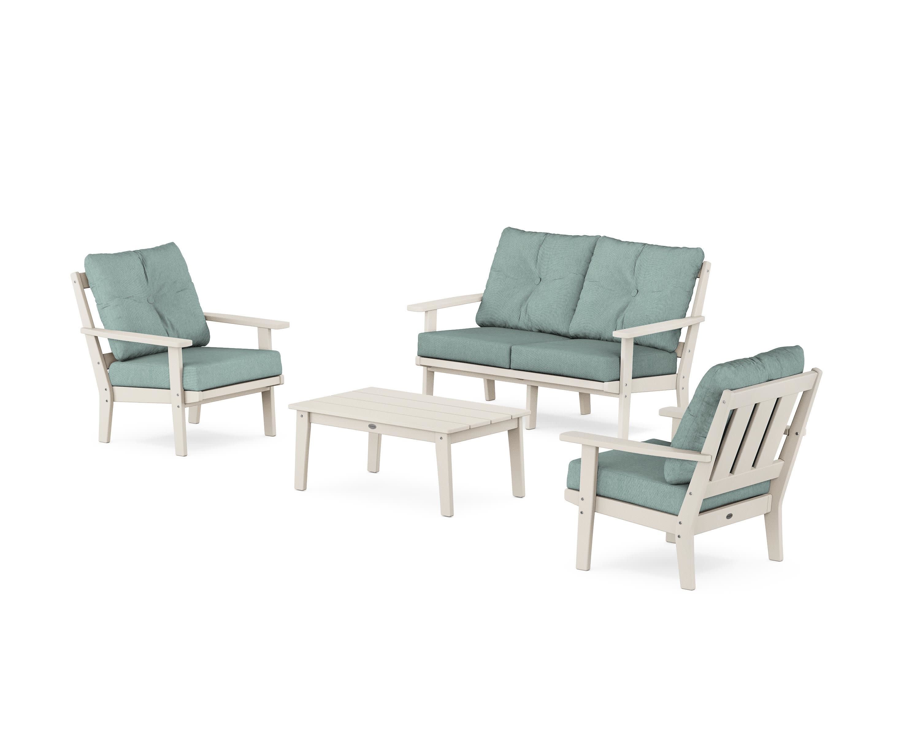 Oxford 4-Piece Deep Seating Set with Loveseat in Sand / Glacier Spa