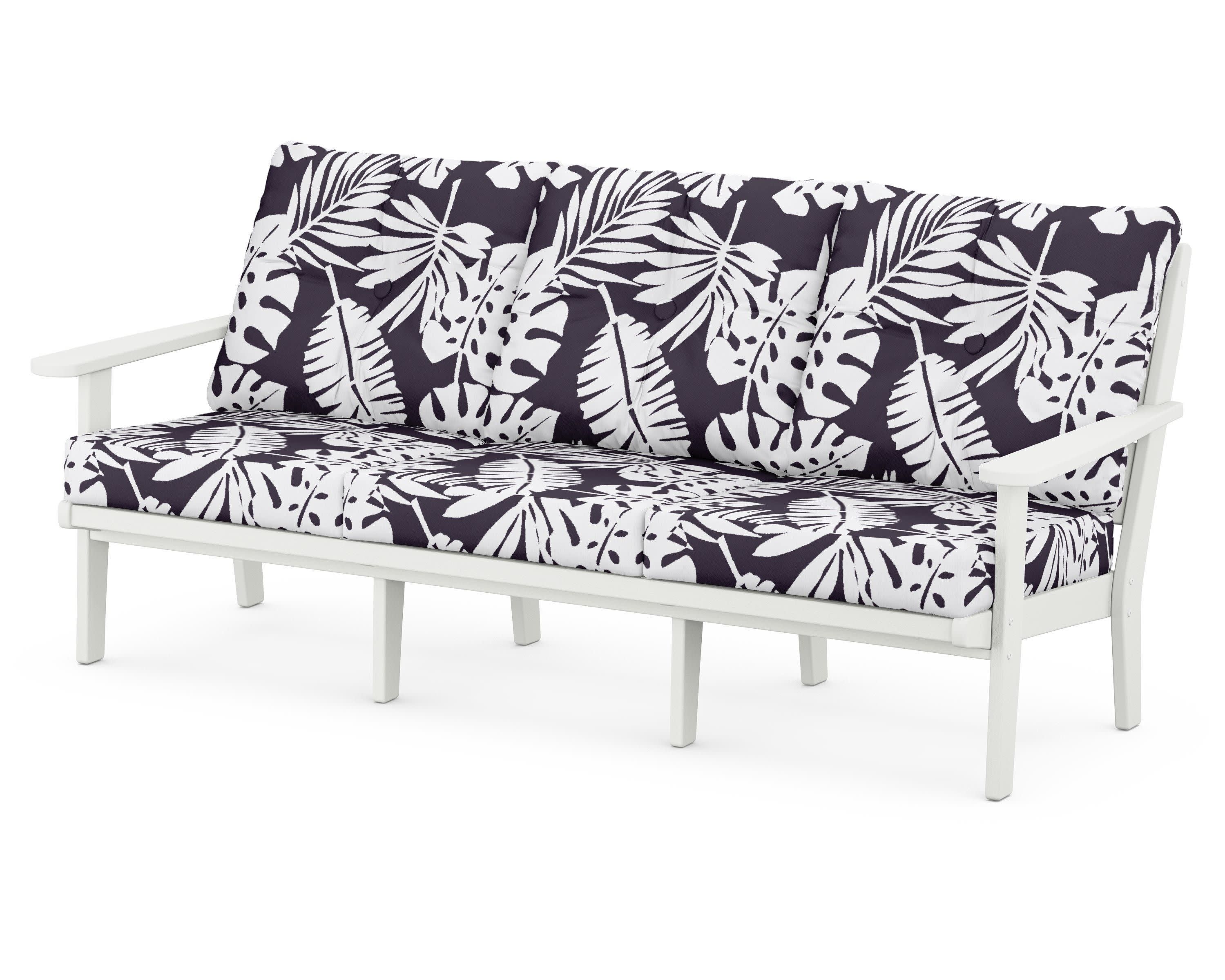 Lakeside Deep Seating Sofa in Vintage White / Leaf Navy