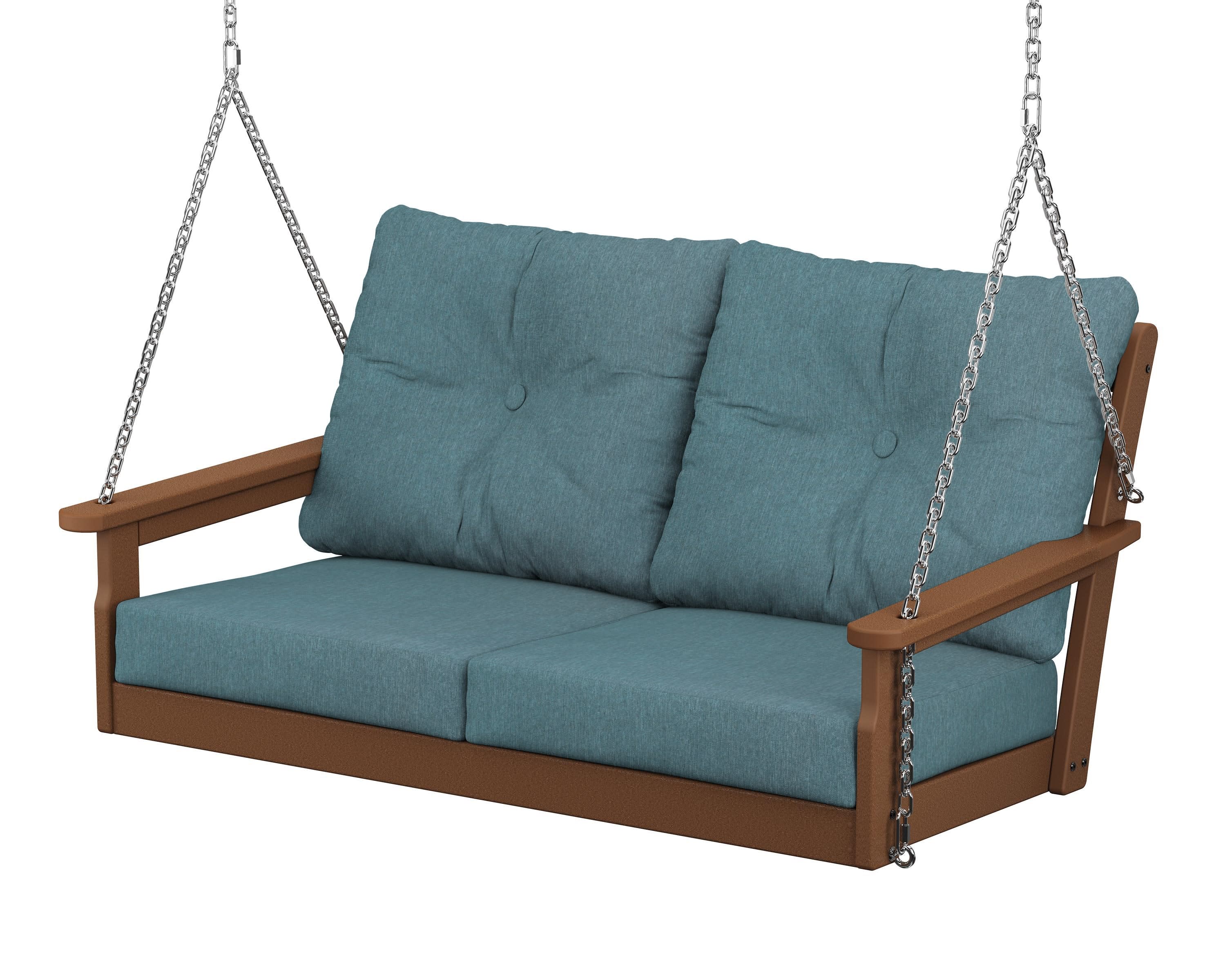 Vineyard Deep Seating Swing in Teak / Ocean Teal