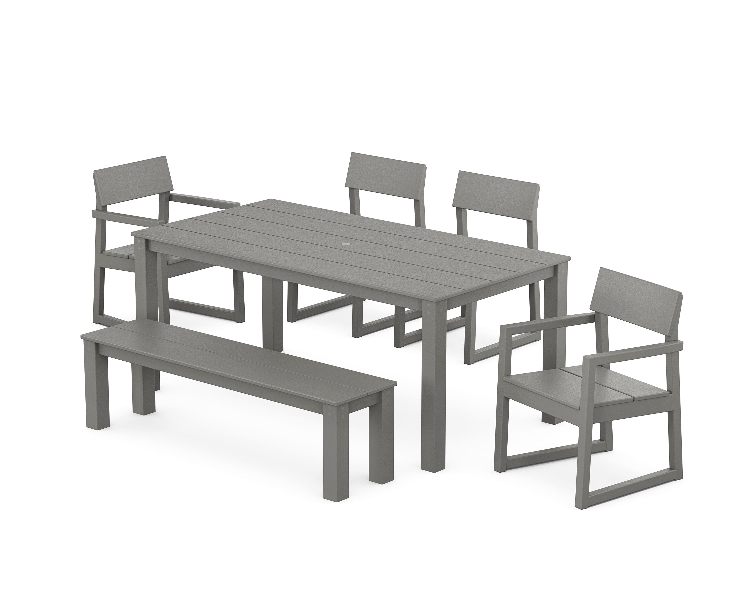 EDGE 6-Piece Parsons Dining Set with Bench in Slate Grey
