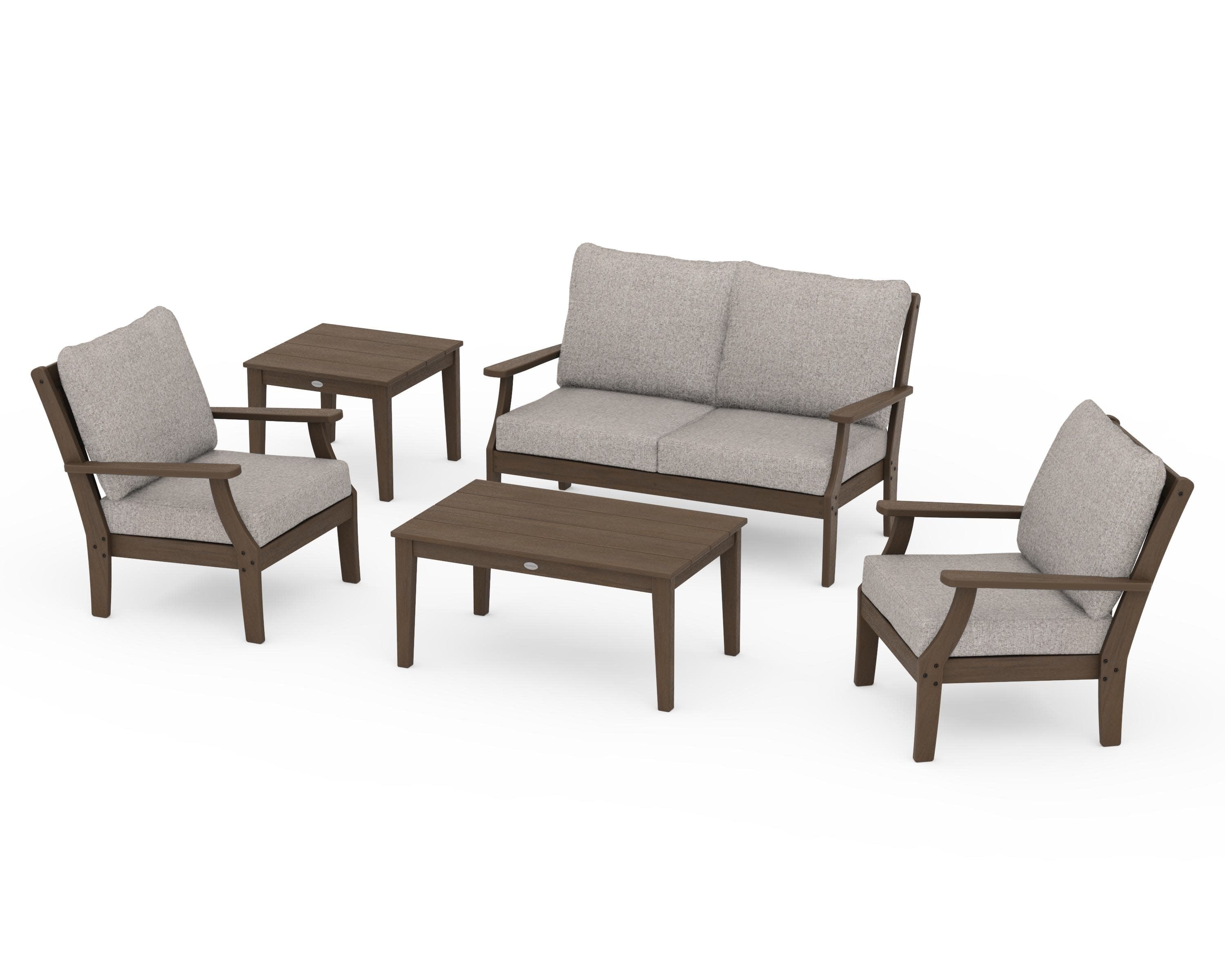 Braxton 5-Piece Deep Seating Set in Kona / Weathered Tweed