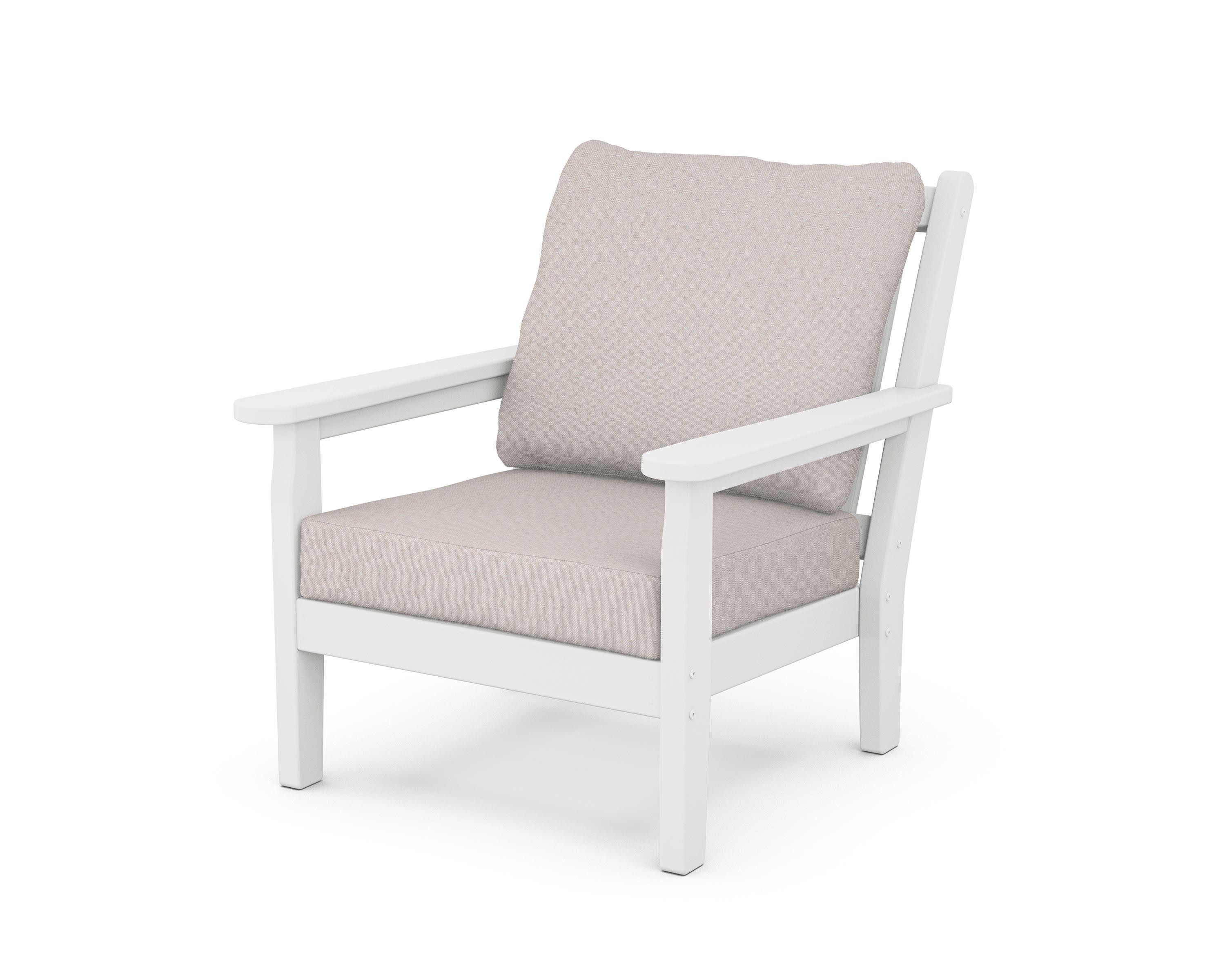 Chippendale Deep Seating Chair in White / Dune Burlap