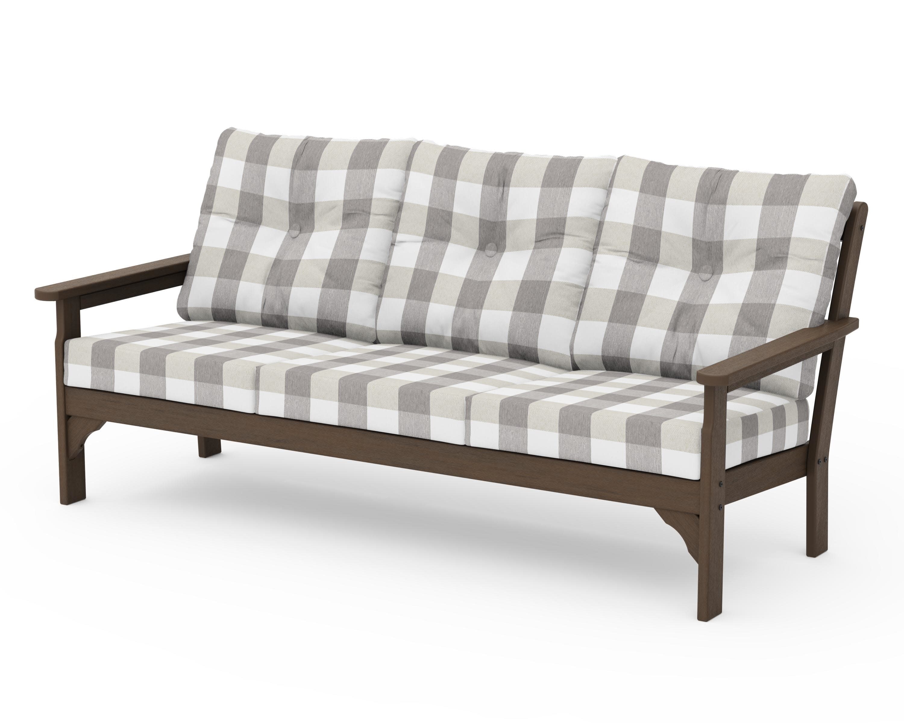 Vineyard Deep Seating Sofa in Kona / Buffalo Plaid Grey Mist