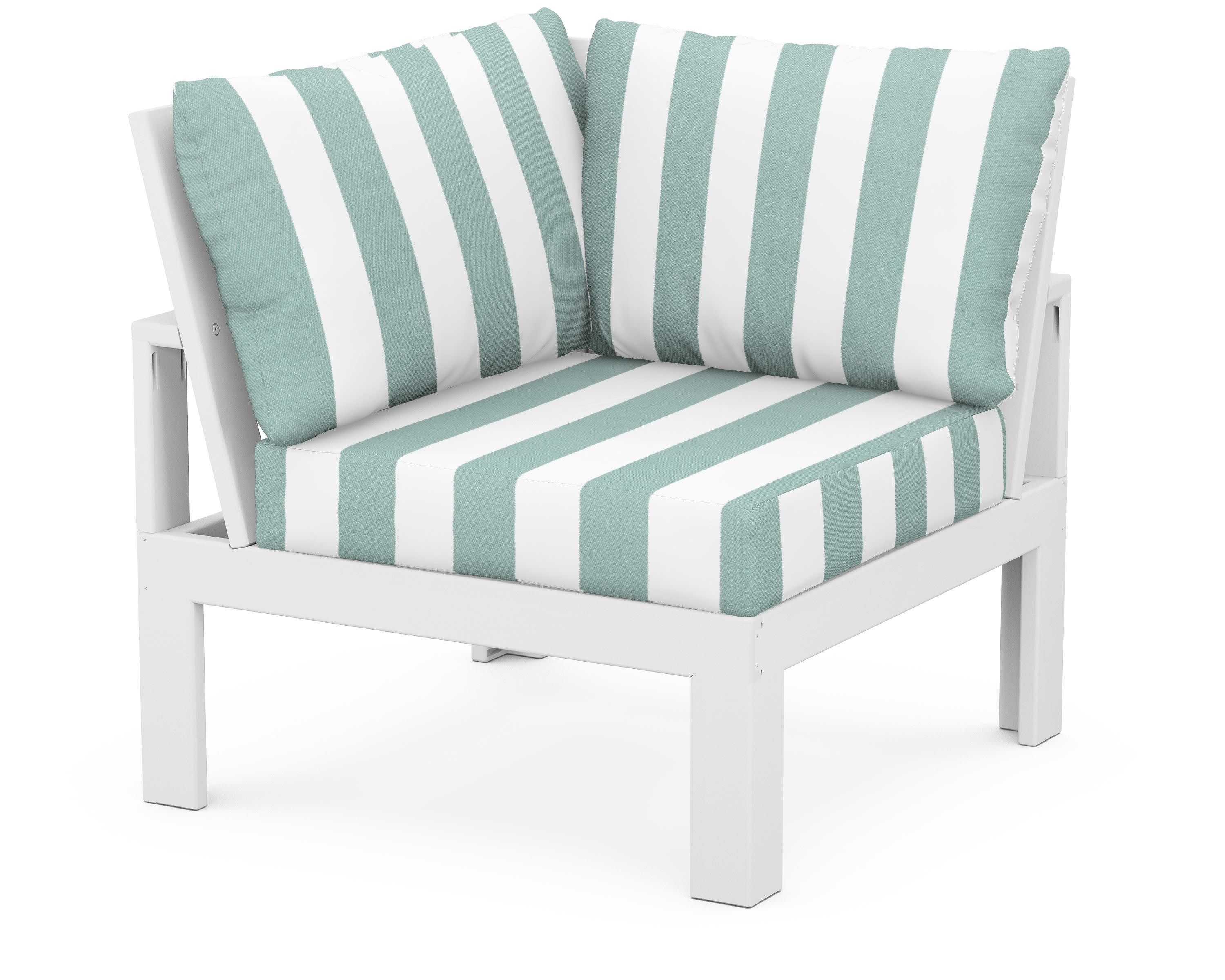 Modular Corner Chair in White / Cabana Stripe Glacier Spa