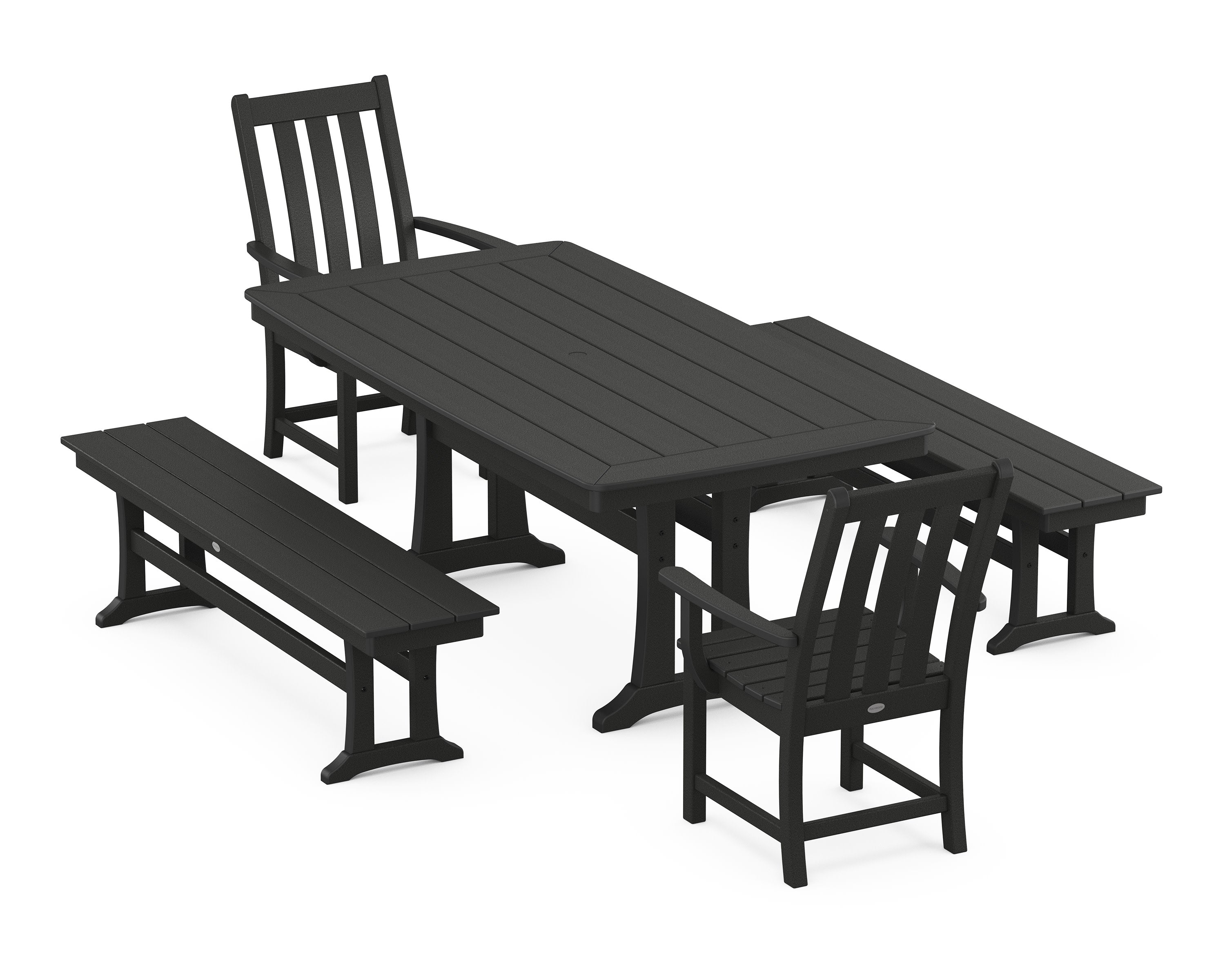 Vineyard 5-Piece Dining Set with Trestle Legs in Black