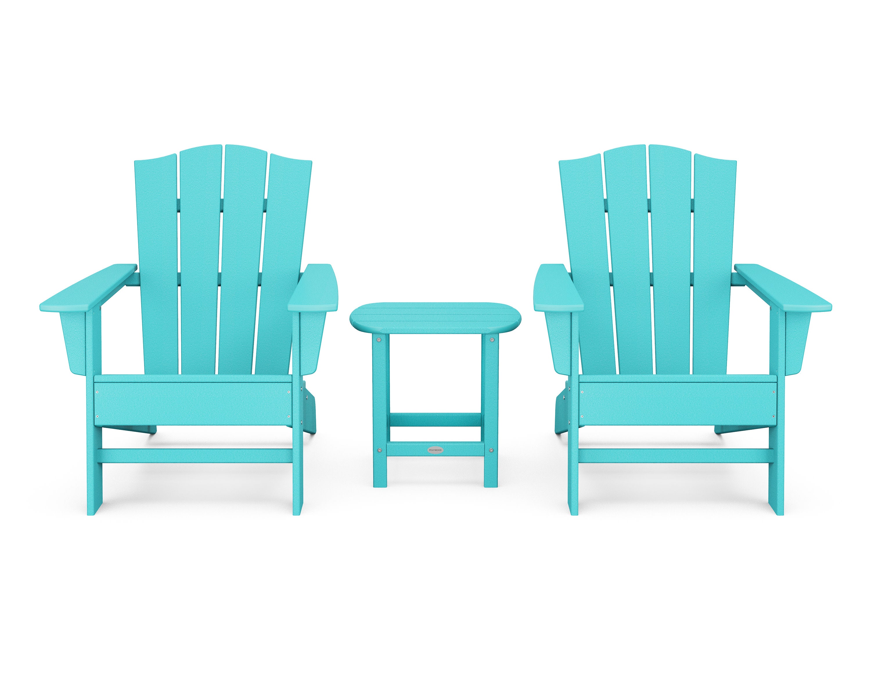 Wave 3-Piece Adirondack Chair Set with The Crest Chairs in Aruba