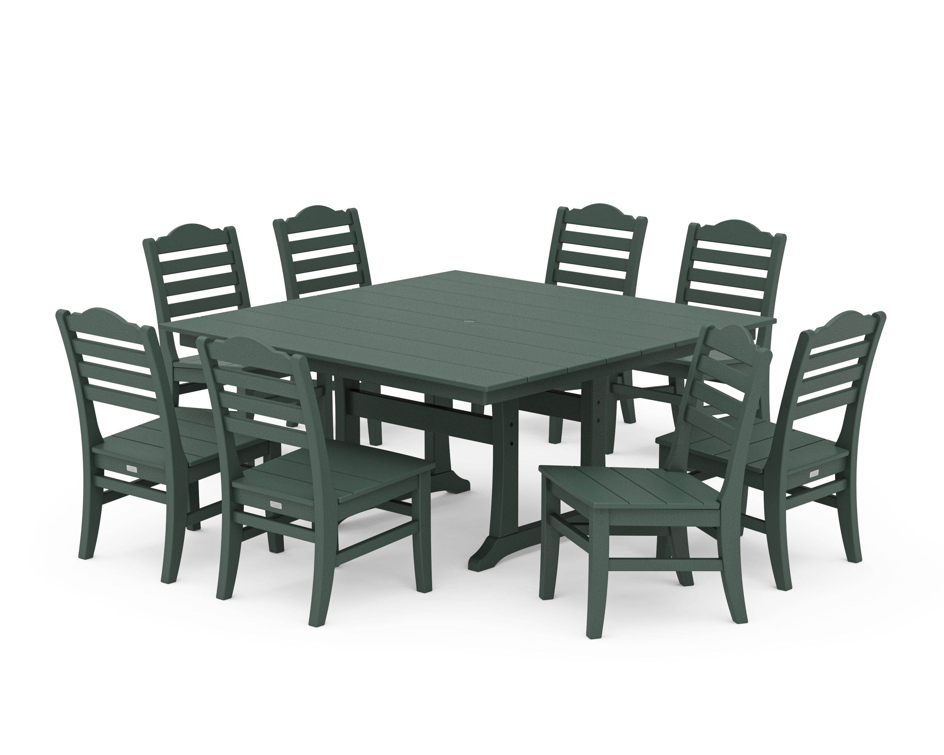 Savannah Side Chair 9-Piece Square Farmhouse Dining Set with Trestle Legs in Green