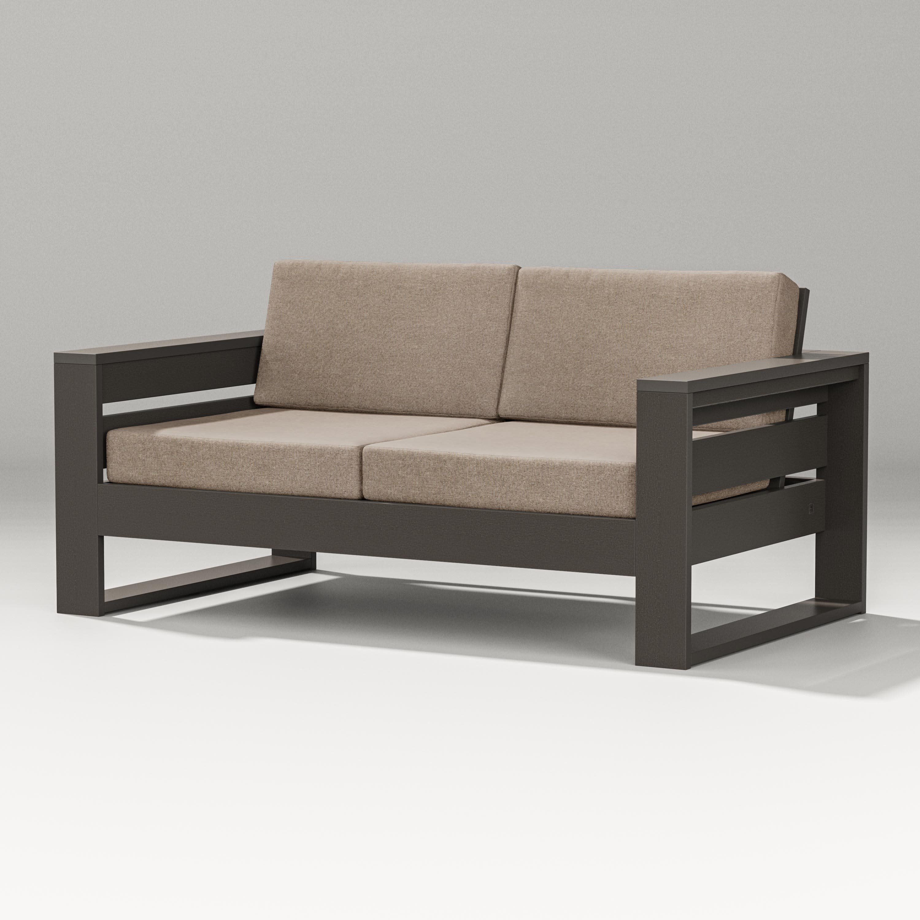 Latitude Loveseat in Vintage Coffee / Spiced Burlap