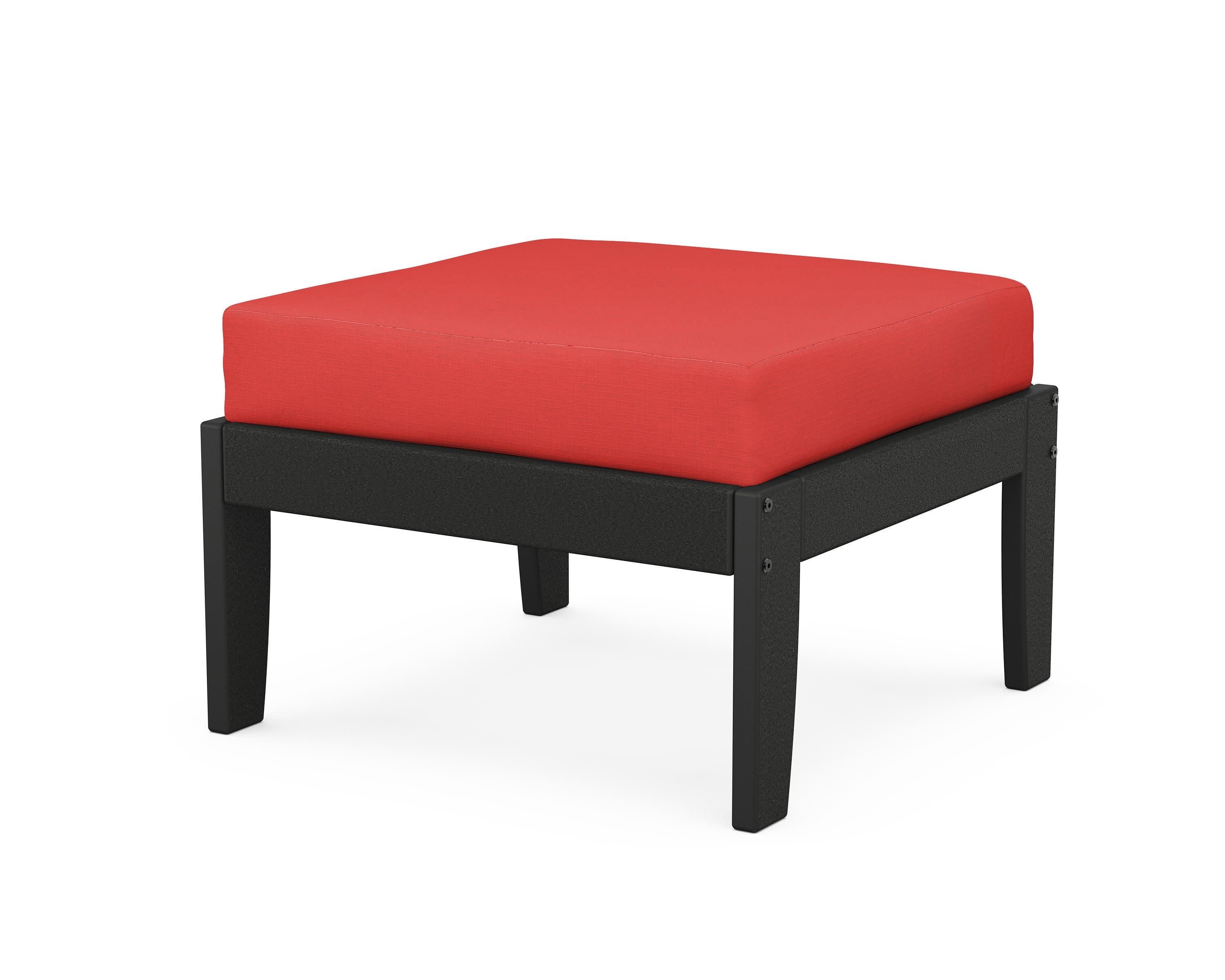 Modular Ottoman - Classic in Black / Crimson Linen