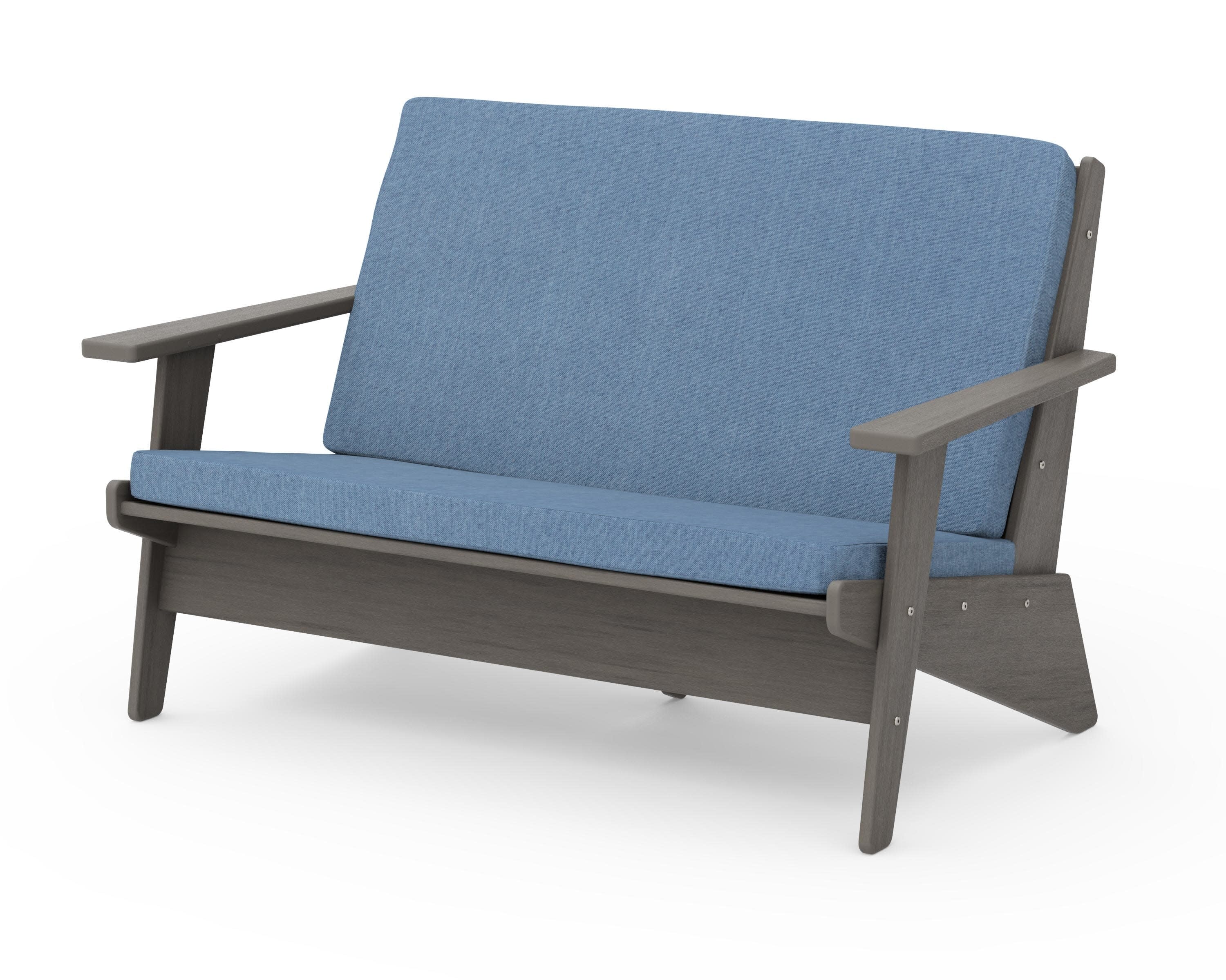 Riviera Modern Lounge Loveseat in Driftwood / Sky Blue