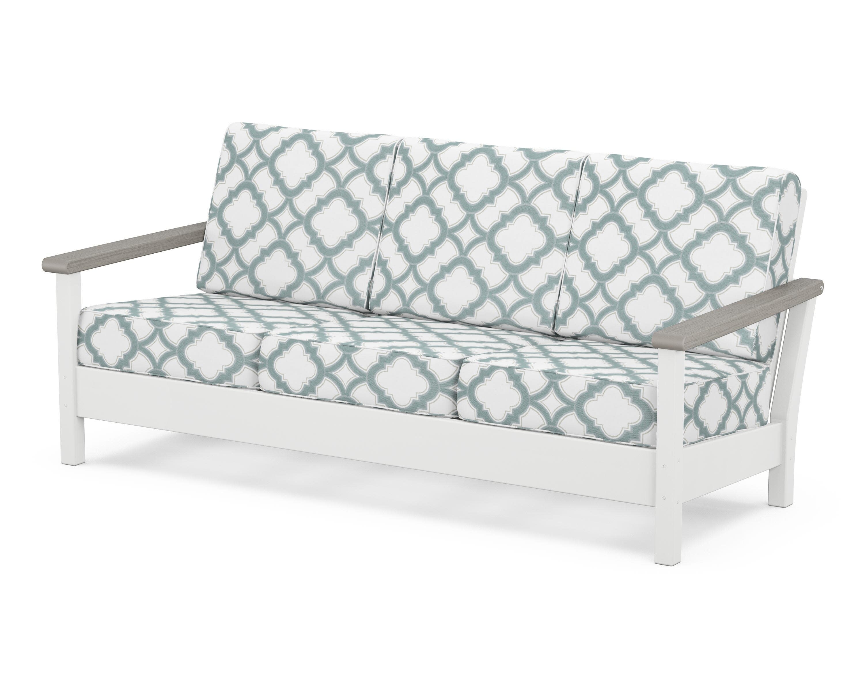 Harbour Deep Seating Sofa in White / Driftwood / Trellis Glacier Spa