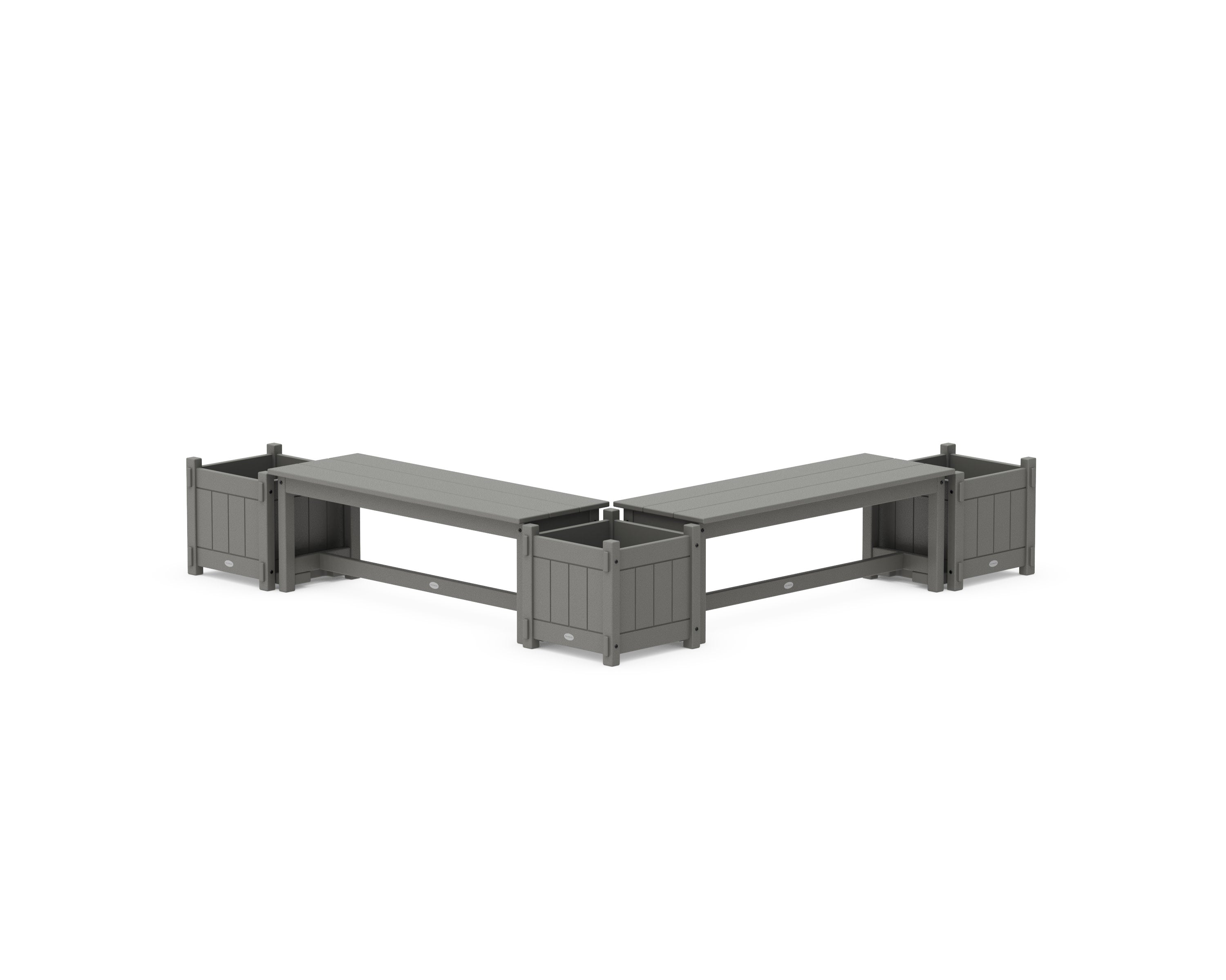 48" Vineyard L- Shaped Planter Bench Corner Set in Slate Grey